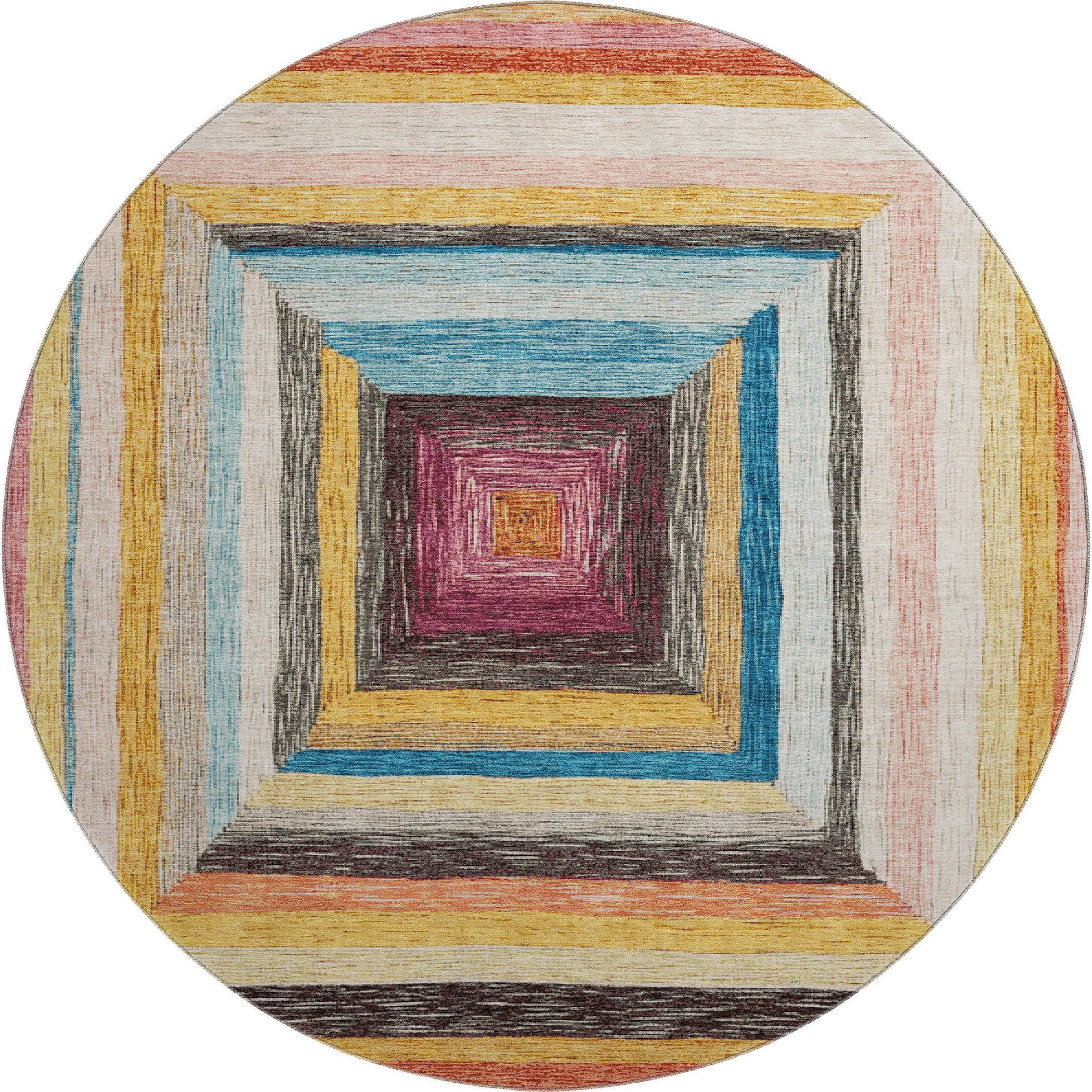 Porto Machine Washable Transitional Honey Gold Rug 8' x 8' #shape_Round