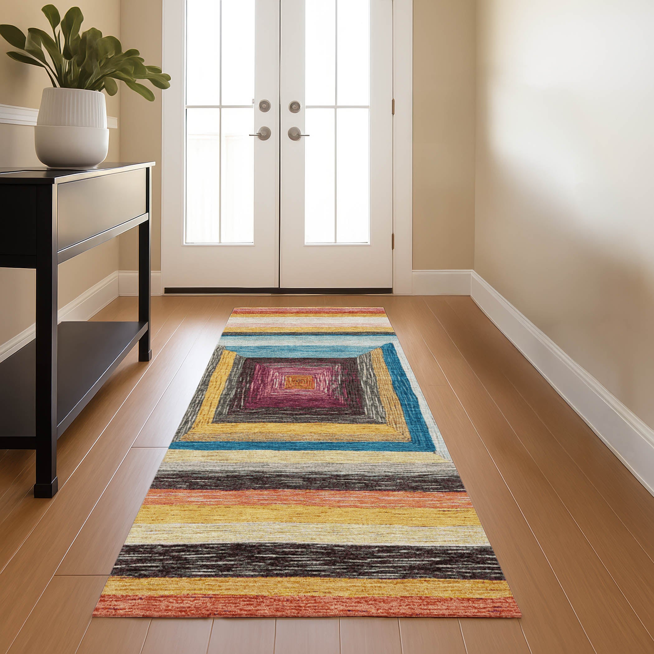 Porto Machine Washable Transitional Honey Gold Rug 2'3" x 7'6" #shape_Runner