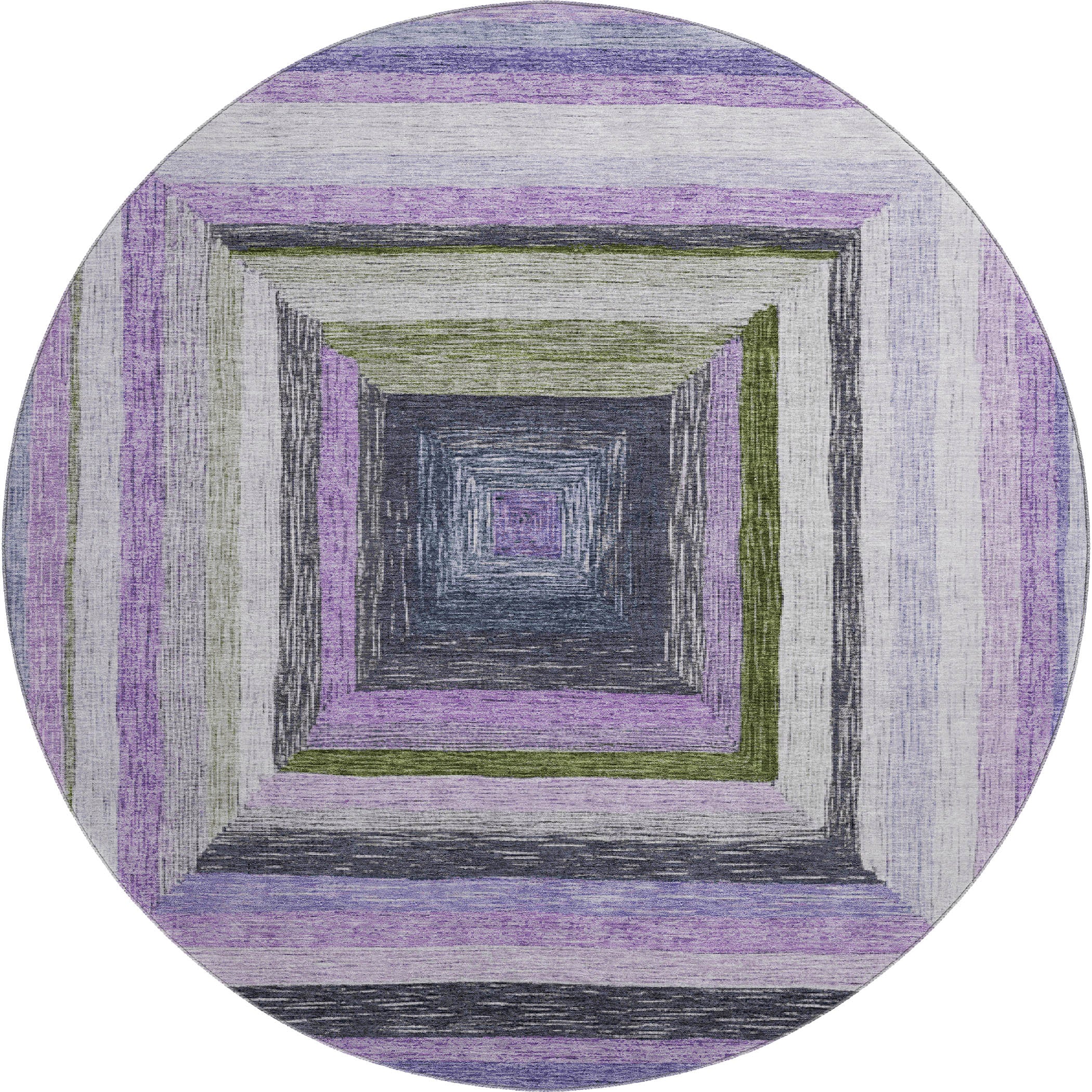 Porto Machine Washable Transitional Lavender Purple Rug 8' x 8' #shape_Round
