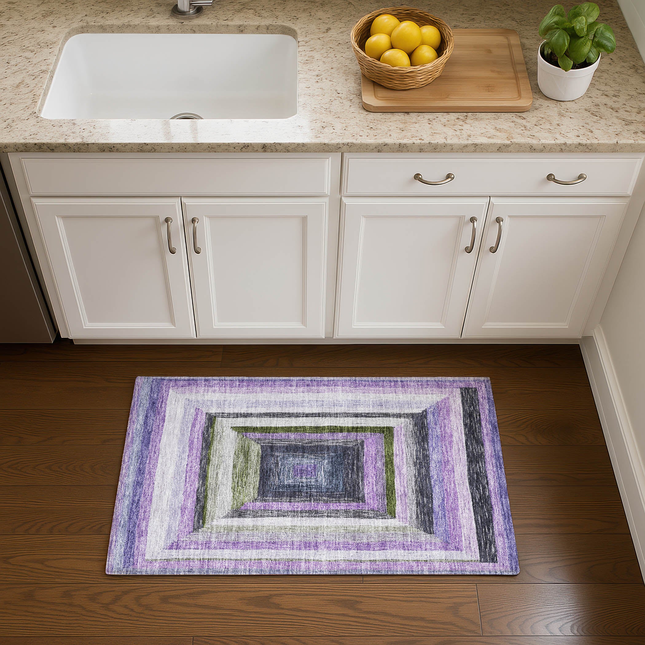 Porto Machine Washable Transitional Lavender Purple Rug 1'8" x 2'6" #shape_Rectangle