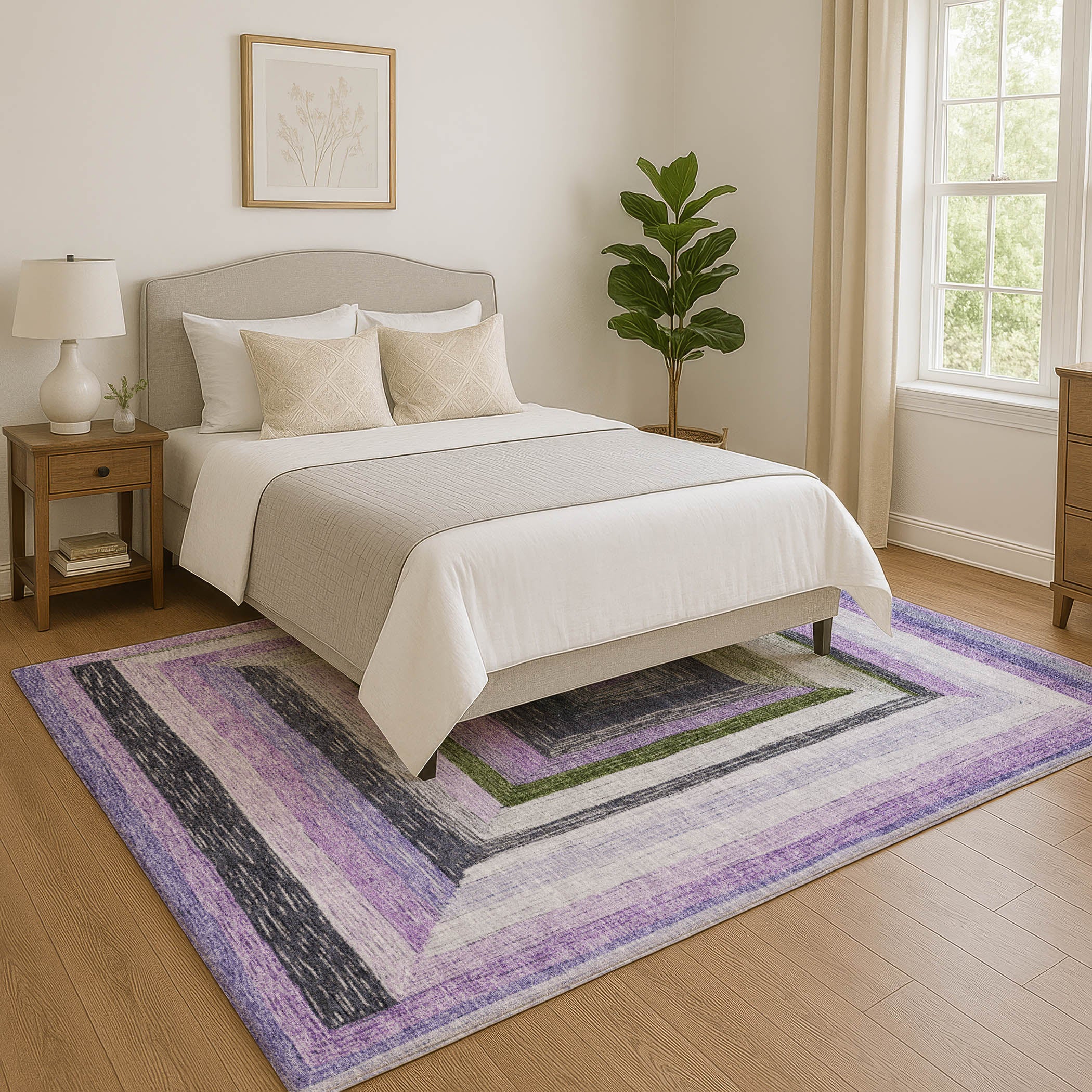 Porto Machine Washable Transitional Lavender Purple Rug 2'6" x 3'10" #shape_Rectangle