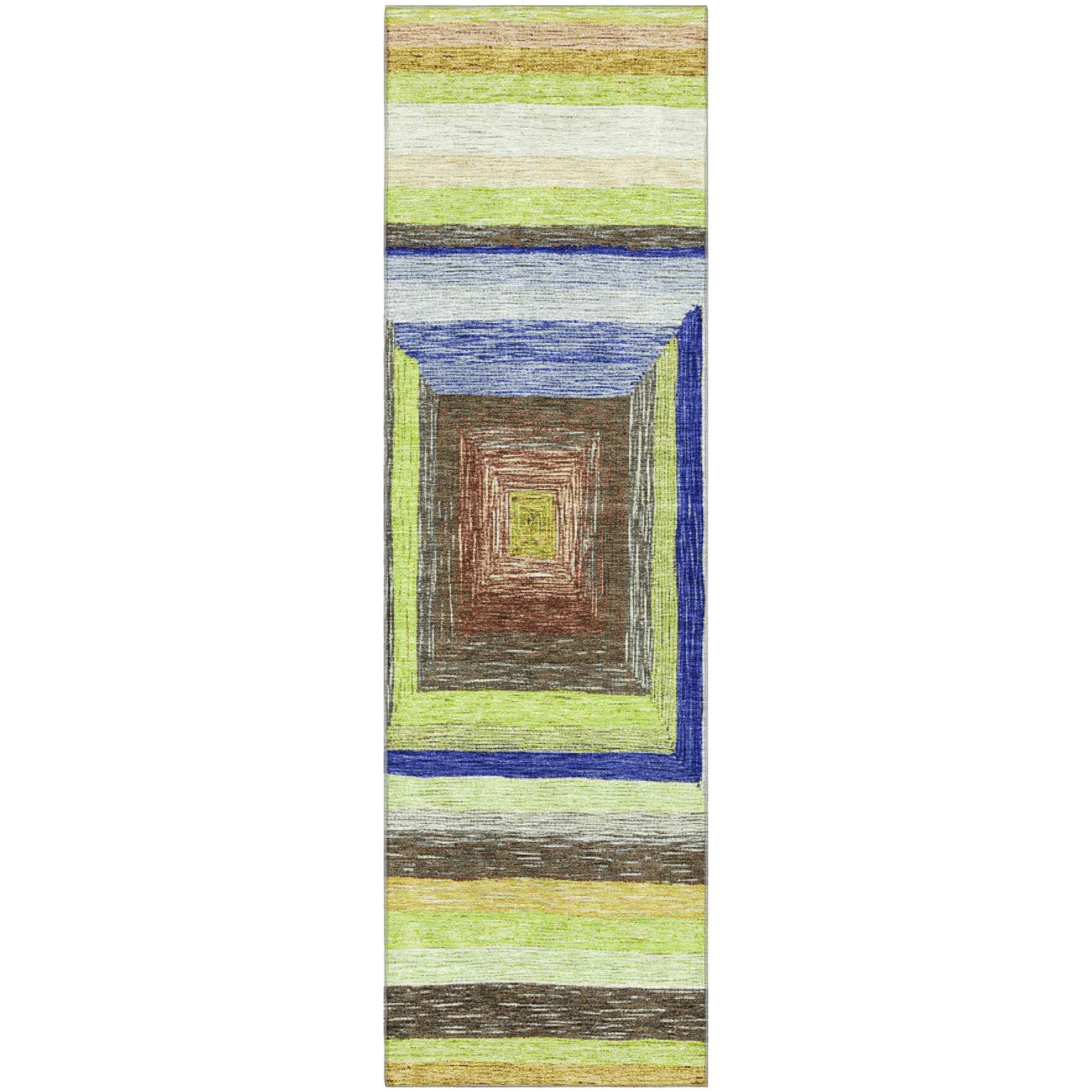 Porto Machine Washable Transitional Lime Green Rug 2'3" x 7'6" #shape_Runner