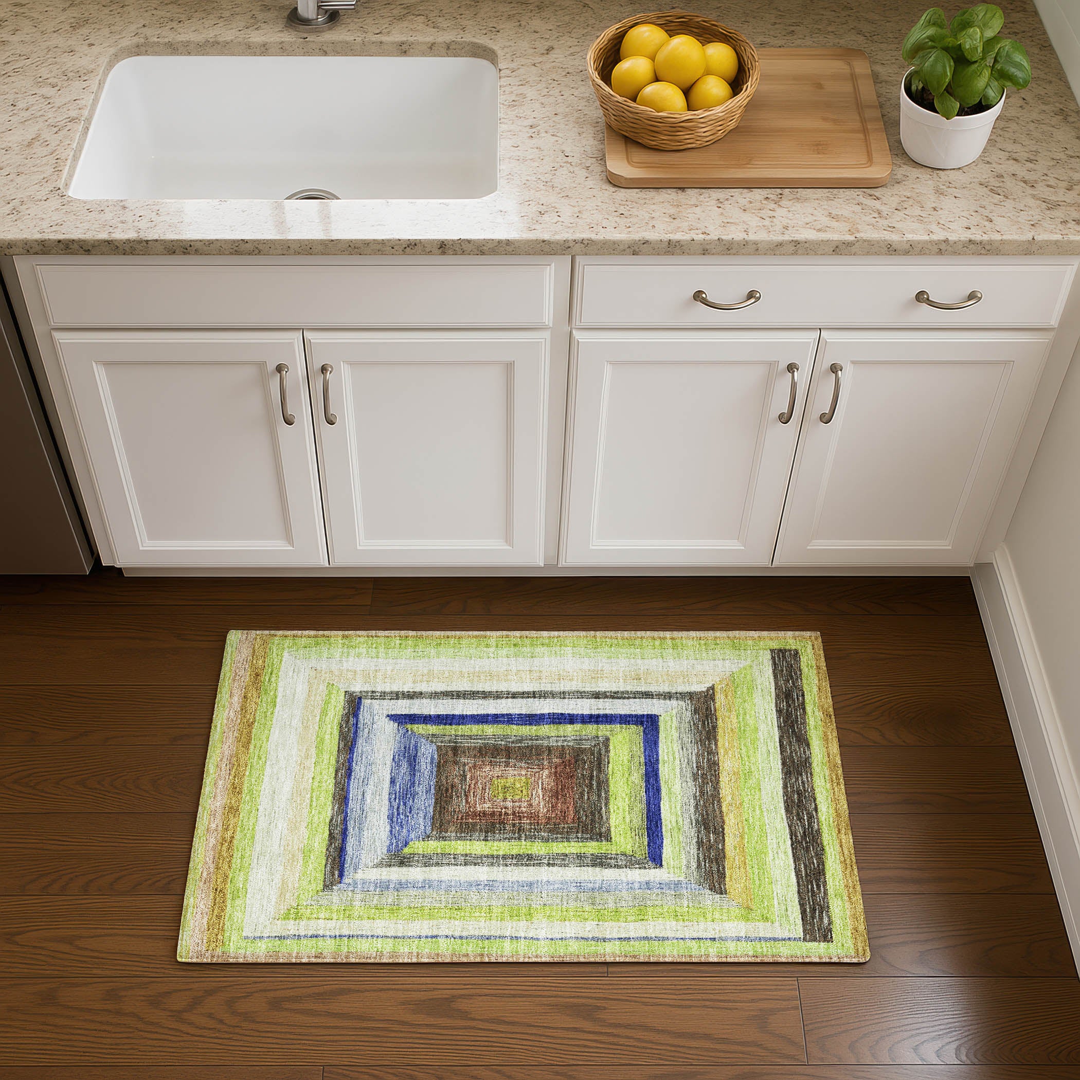 Porto Machine Washable Transitional Lime Green Rug 1'8" x 2'6" #shape_Rectangle