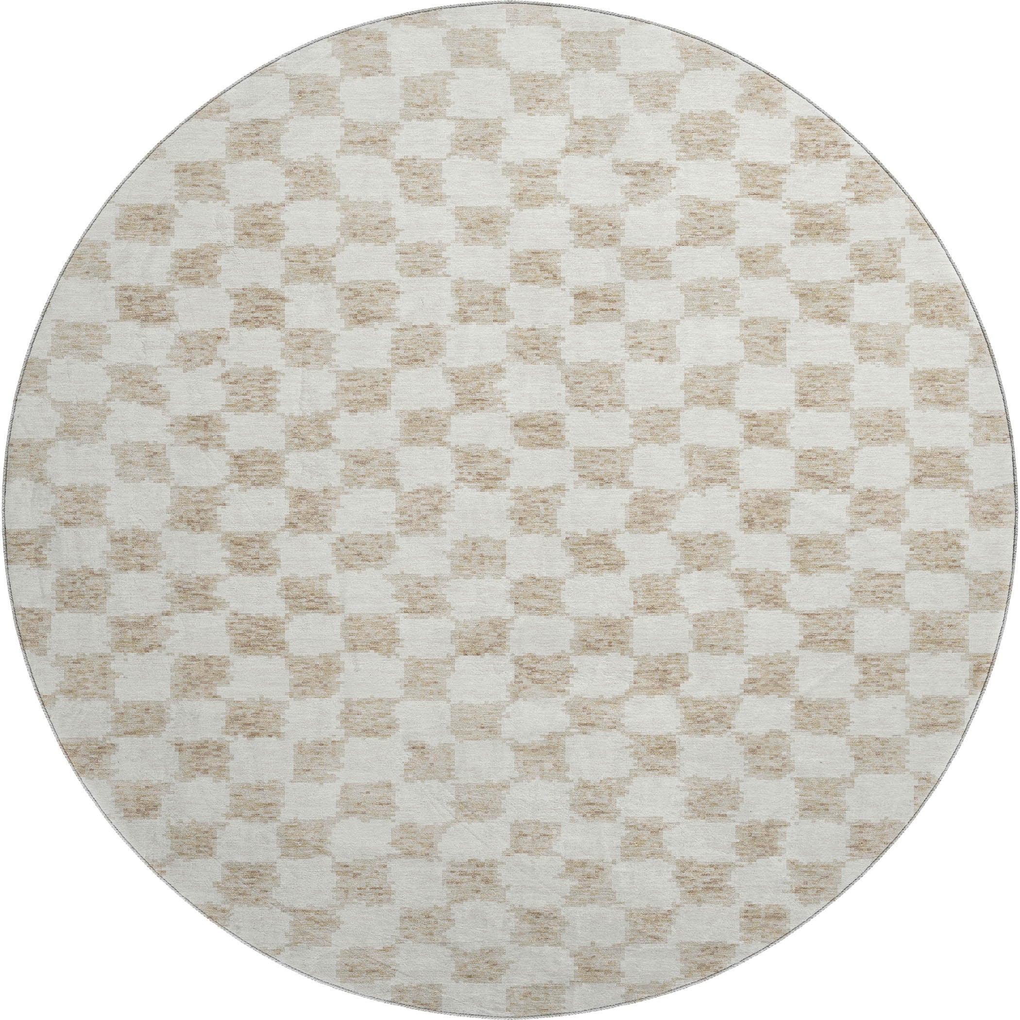 Ghent Machine Washable Transitional Beige Brown Rug 8' x 8' #shape_Round