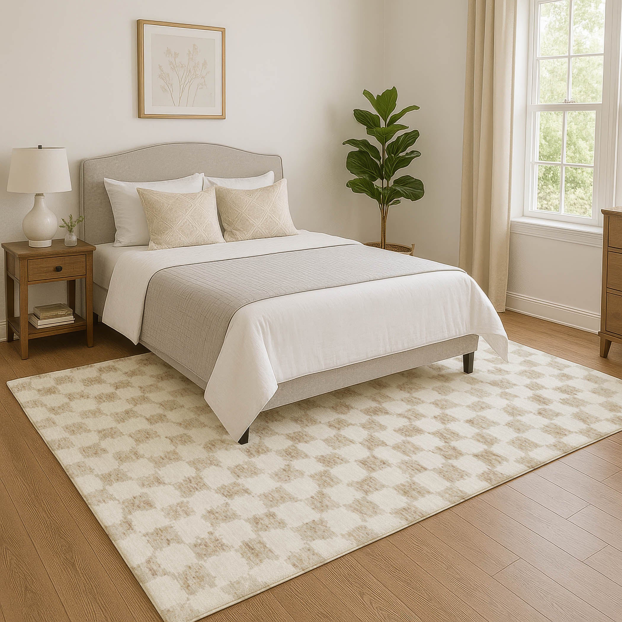 Ghent Machine Washable Transitional Beige Brown Rug 2'6" x 3'10" #shape_Rectangle