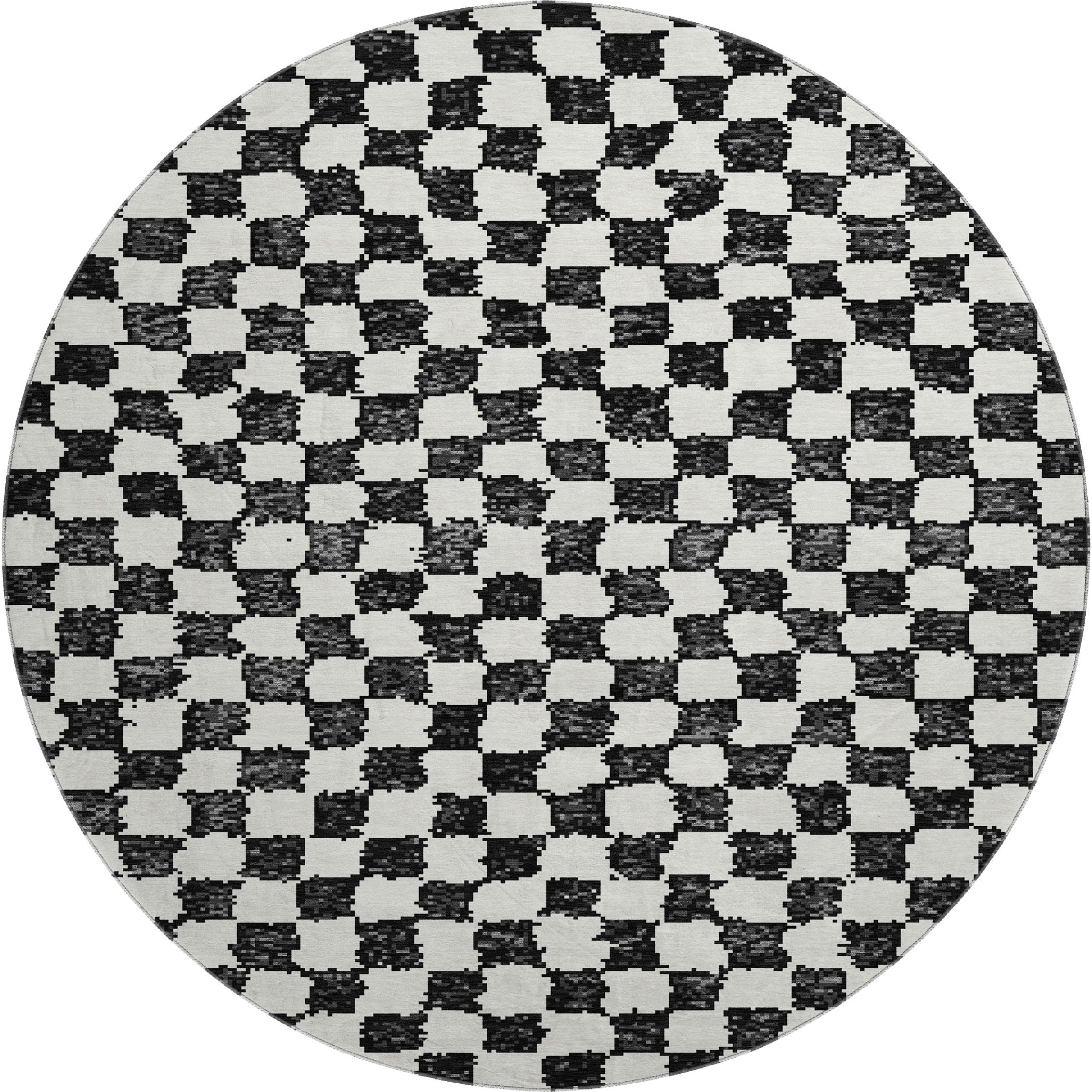 Ghent Machine Washable Transitional Black Rug 8' x 8' #shape_Round