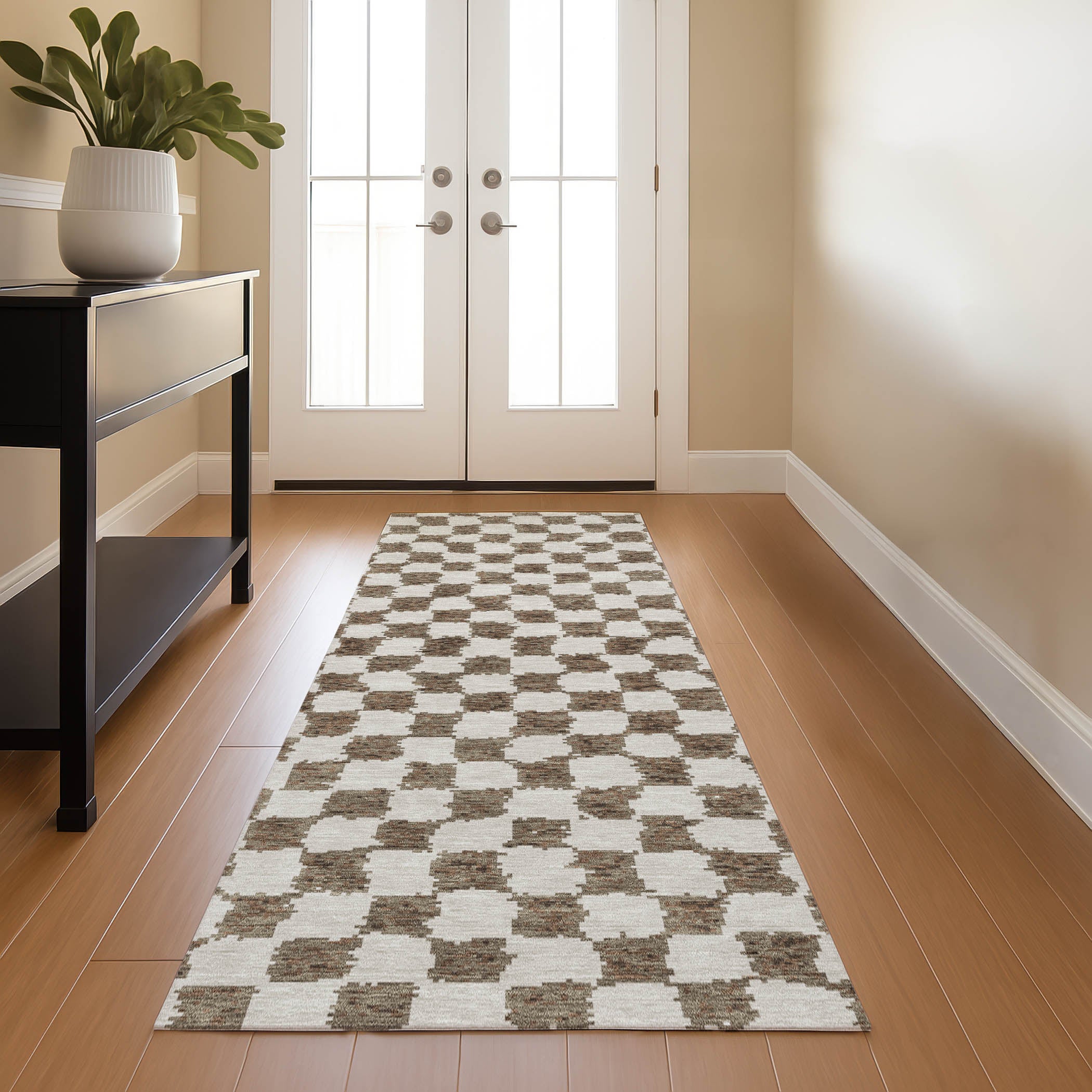 Ghent Machine Washable Transitional Brown Rug 2'3" x 7'6" #shape_Runner