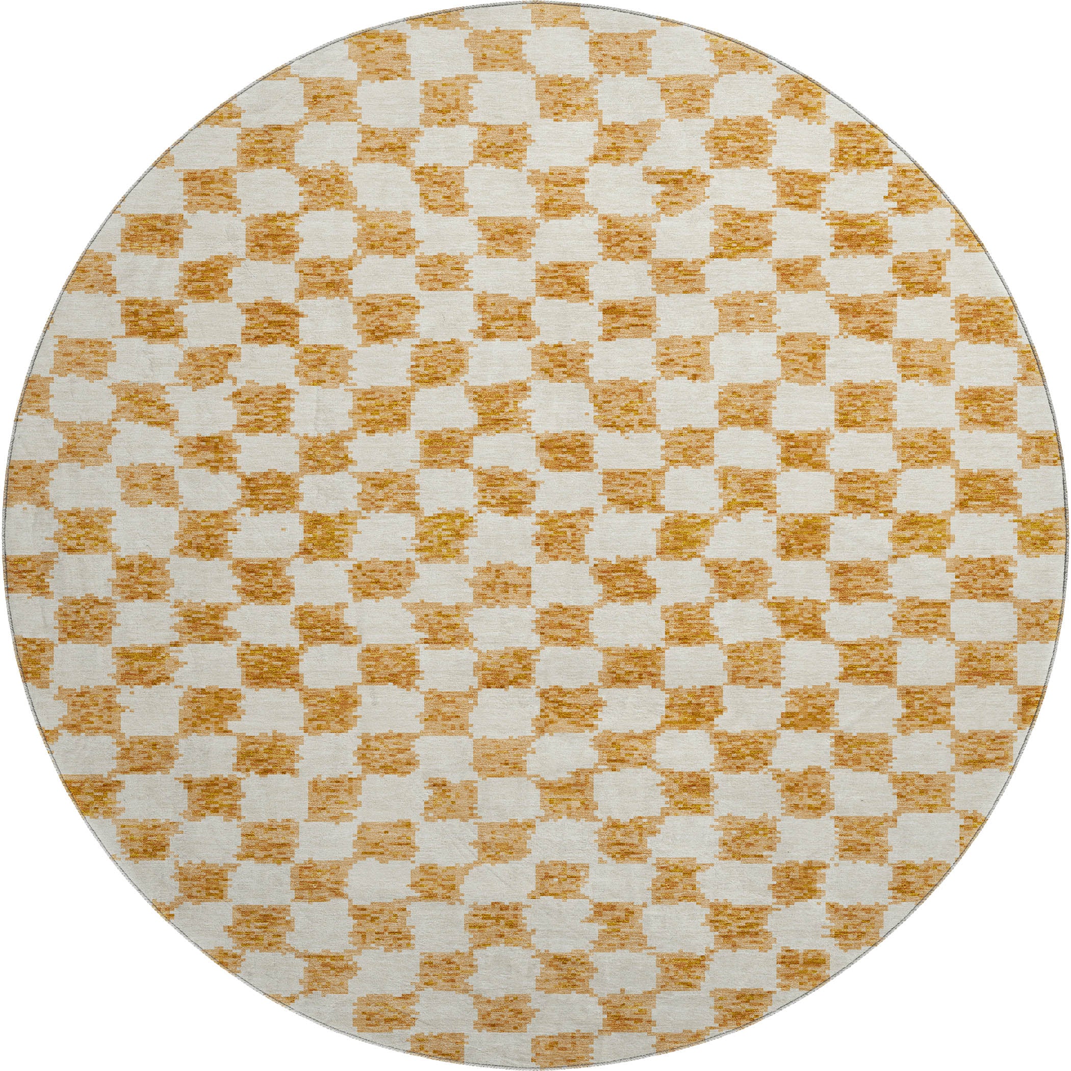 Ghent Machine Washable Transitional Orange Rug 8' x 8' #shape_Round