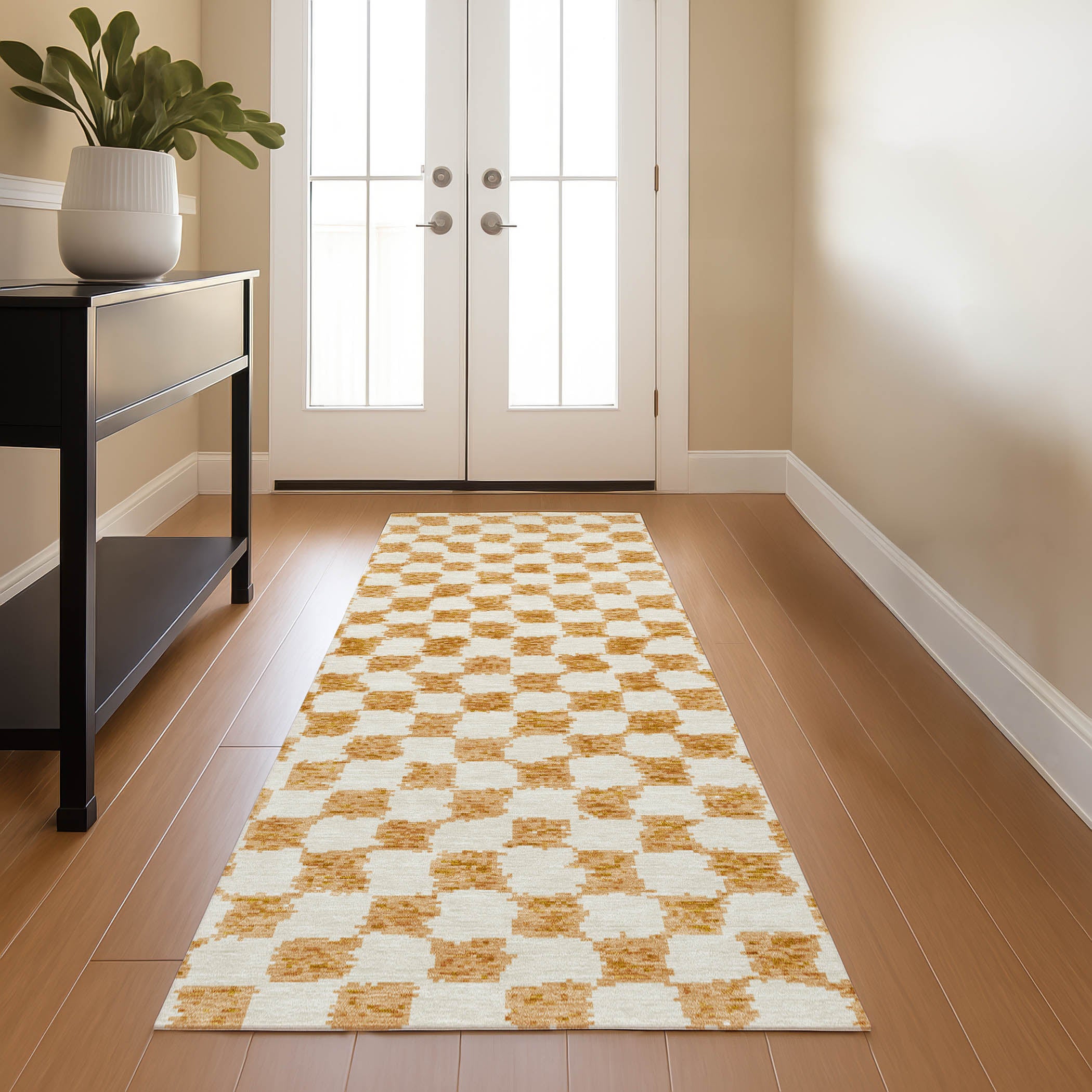 Ghent Machine Washable Transitional Orange Rug 2'3" x 7'6" #shape_Runner