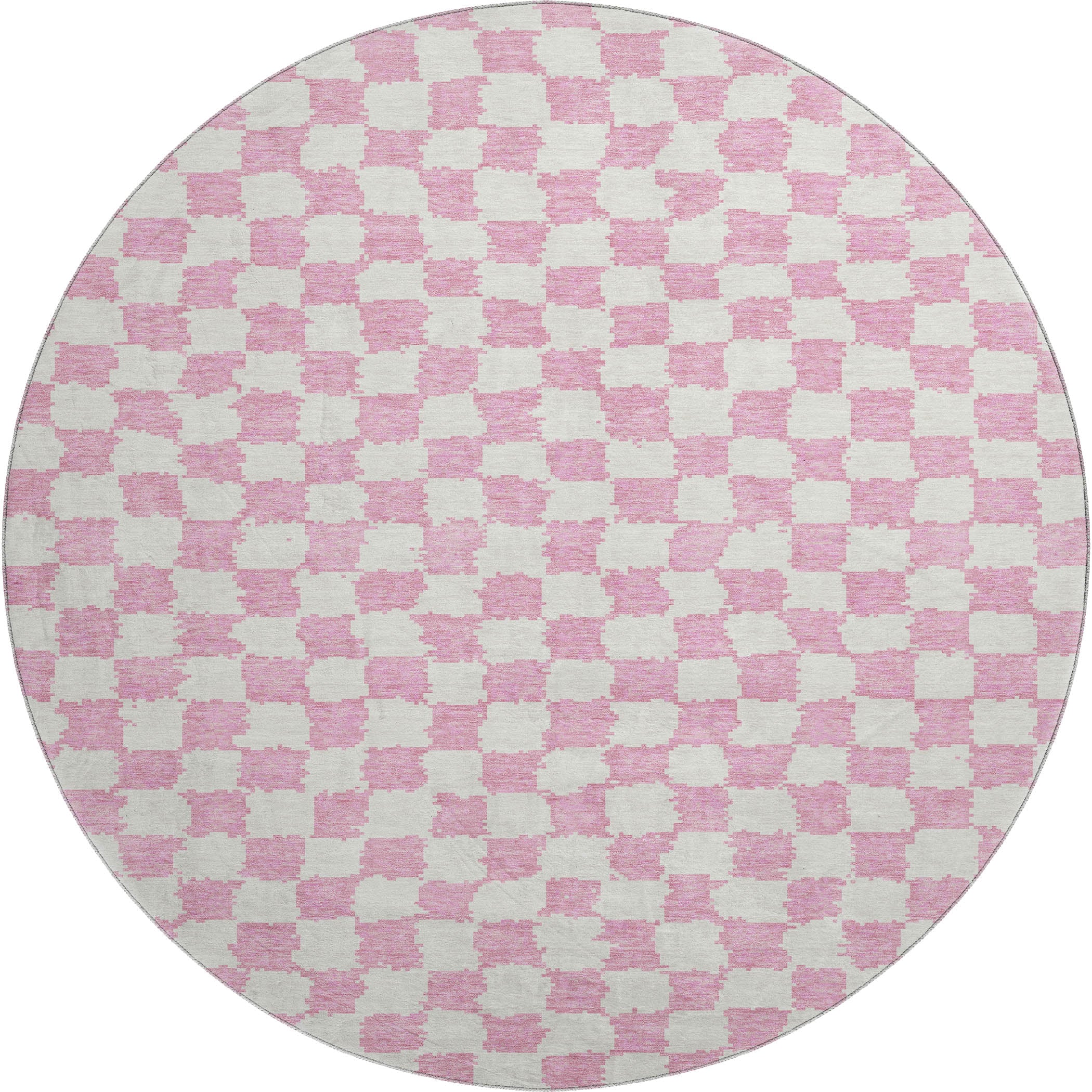 Ghent Machine Washable Transitional Pink Rug 8' x 8' #shape_Round