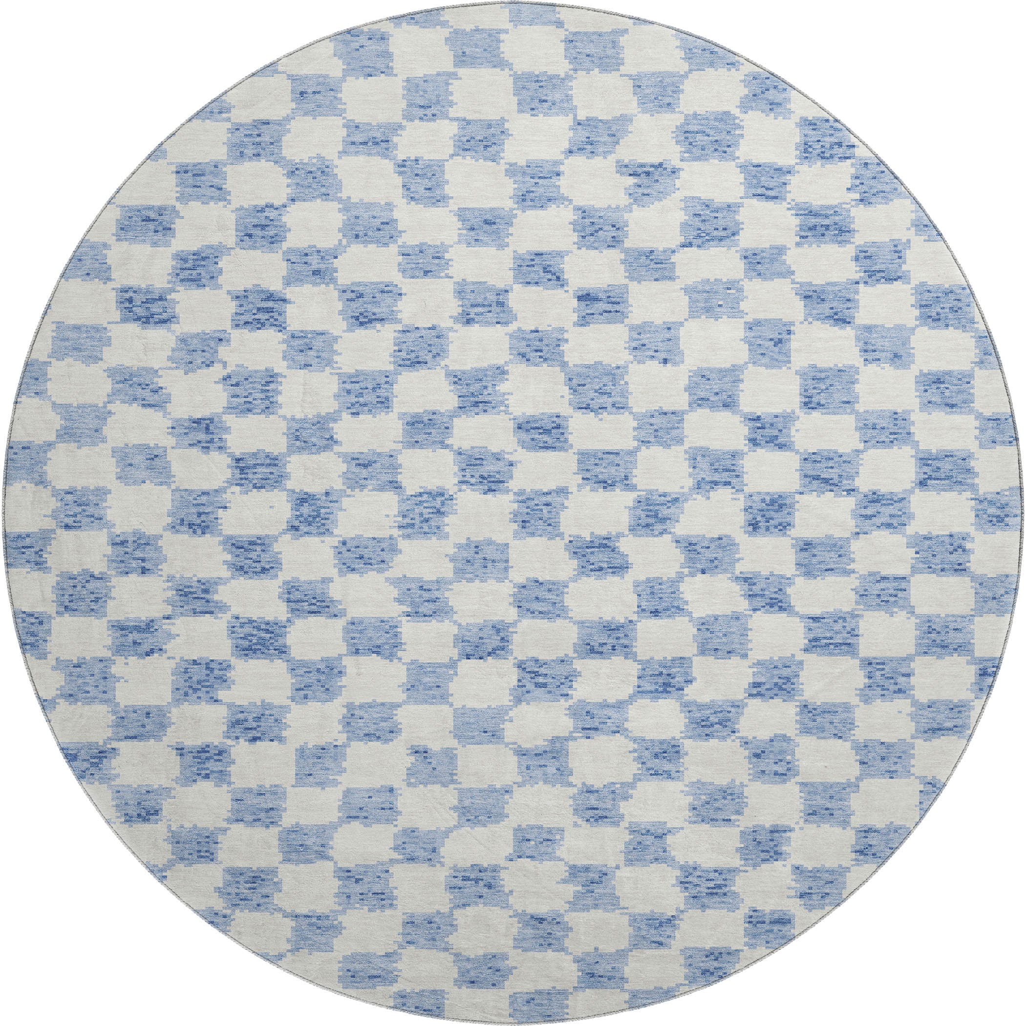 Ghent Machine Washable Transitional Sky Blue Rug 8' x 8' #shape_Round