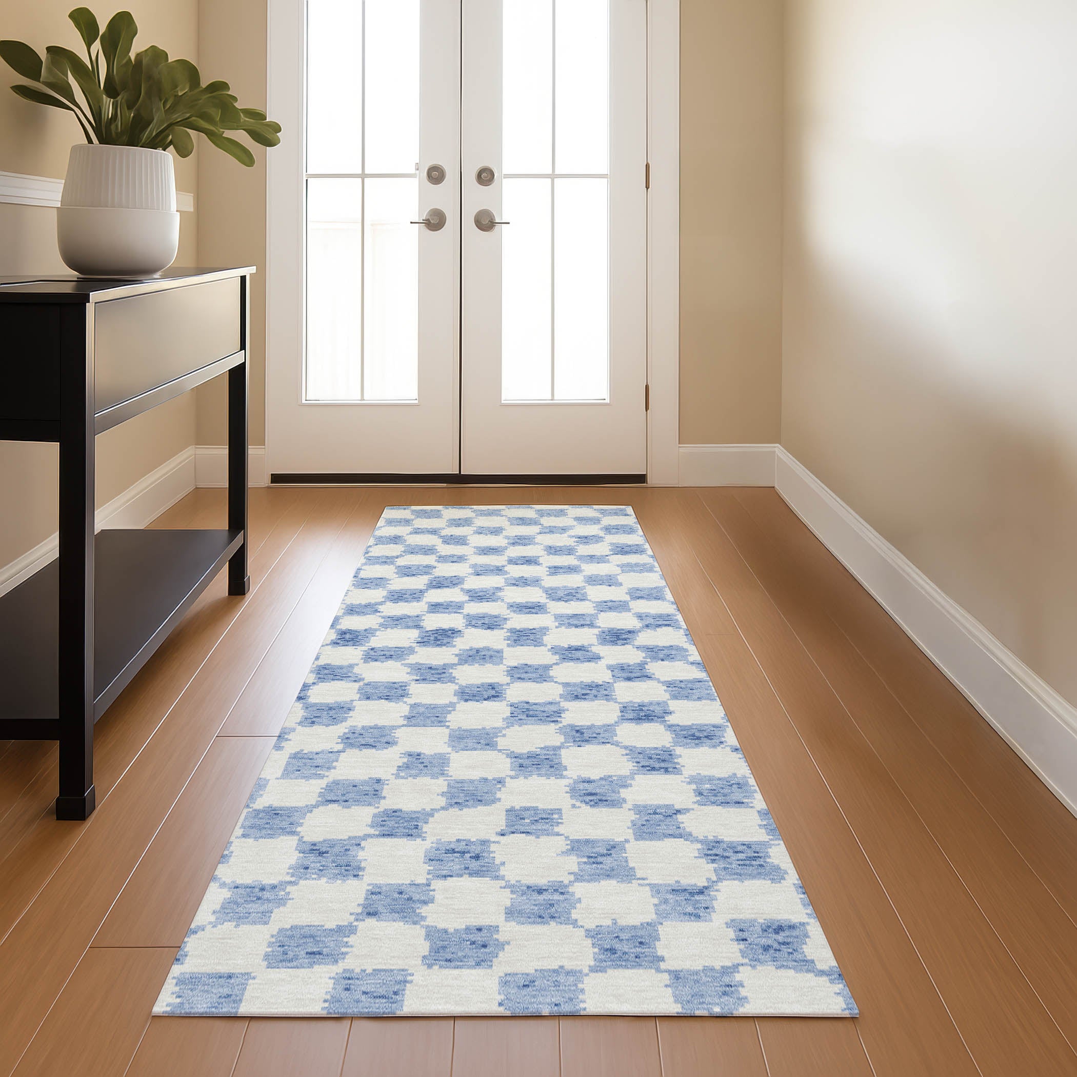 Ghent Machine Washable Transitional Sky Blue Rug 2'3" x 7'6" #shape_Runner