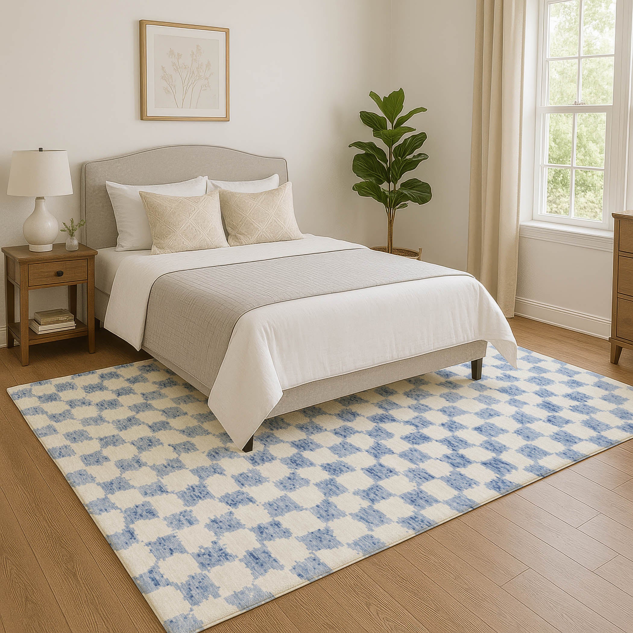 Ghent Machine Washable Transitional Sky Blue Rug 2'6" x 3'10" #shape_Rectangle