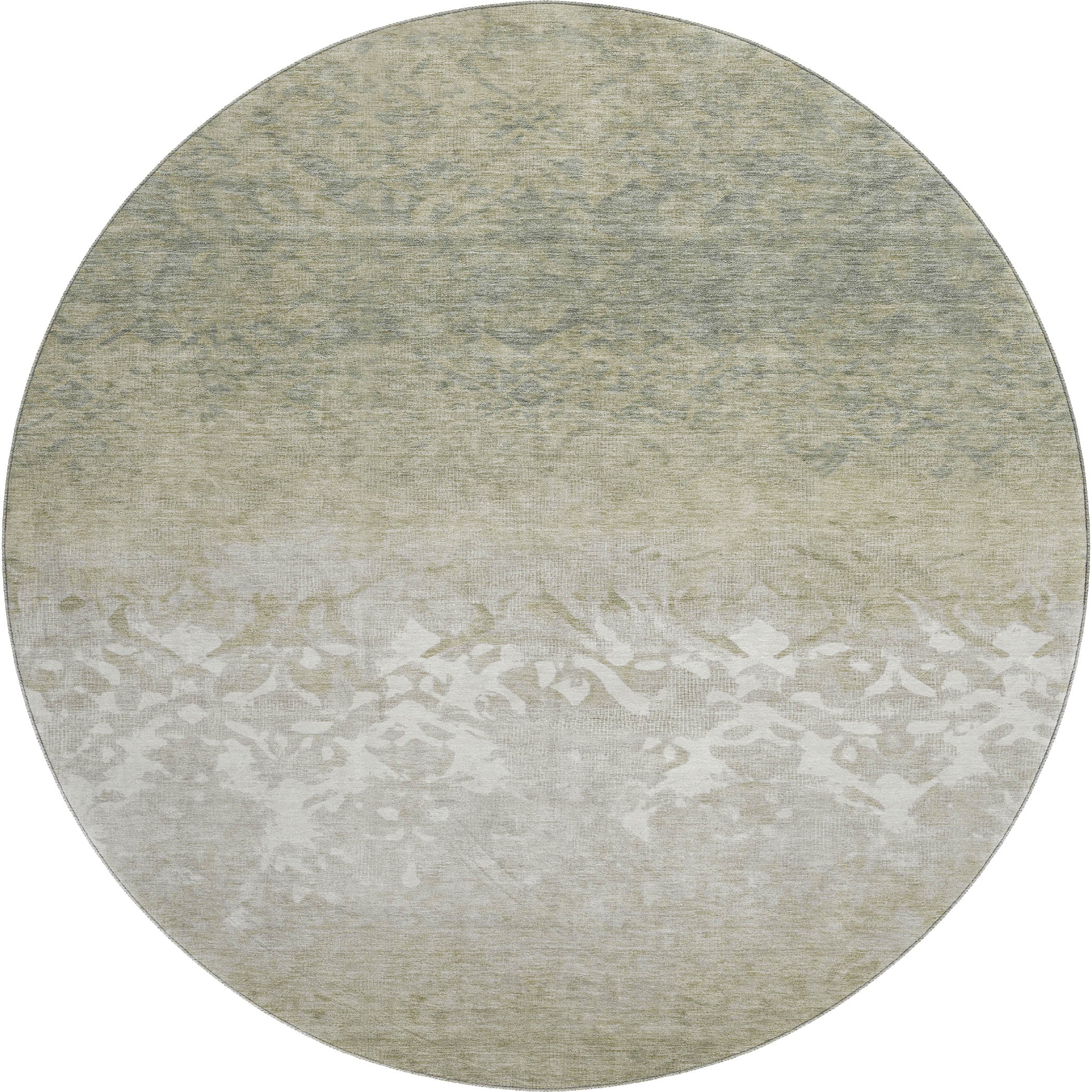 Porto Machine Washable Transitional Beige Brown Rug 8' x 8' #shape_Round