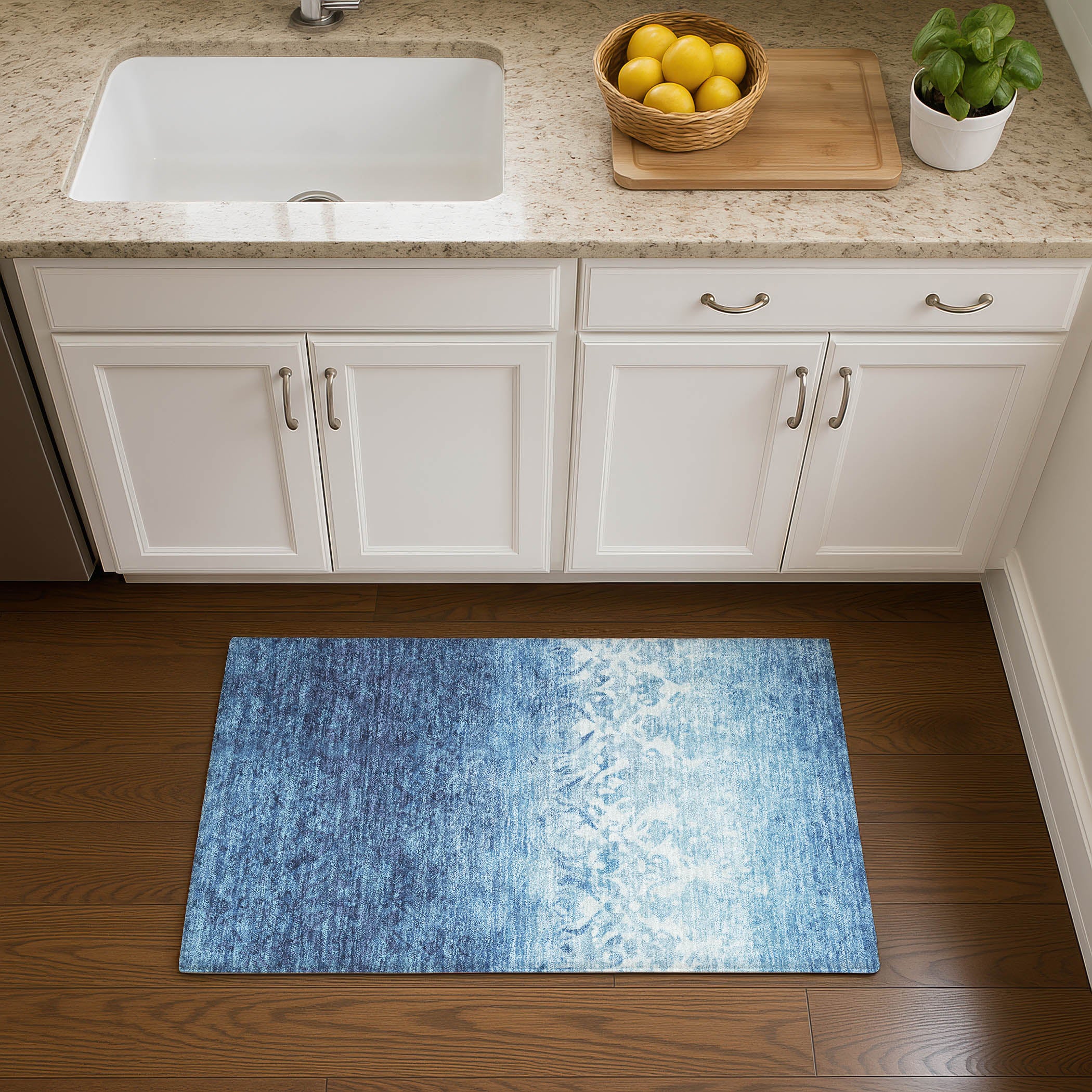 Porto Machine Washable Transitional Denim Blue Rug 1'8" x 2'6" #shape_Rectangle