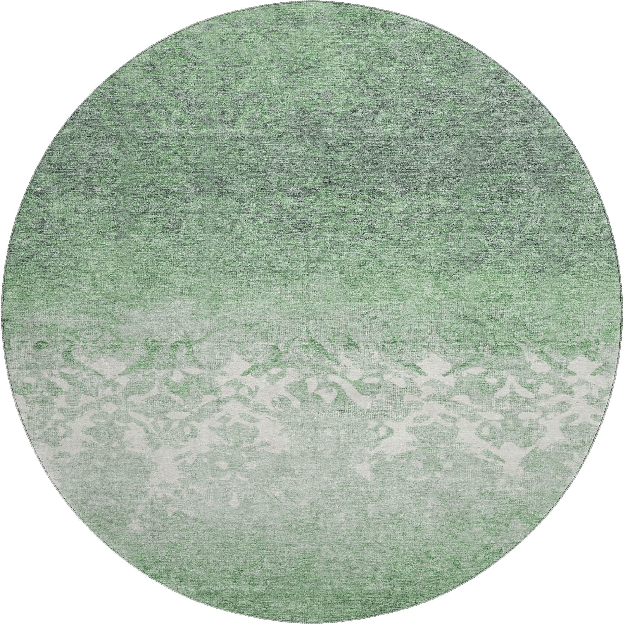 Porto Machine Washable Transitional Green Rug 8' x 8' #shape_Round