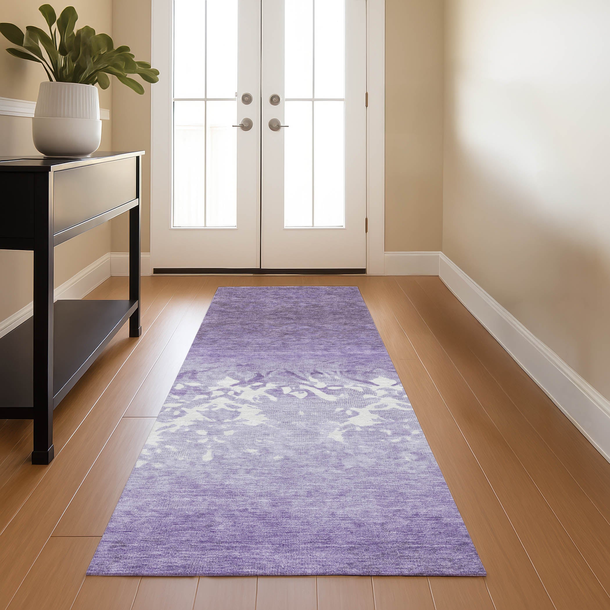 Porto Machine Washable Transitional Purple Rug 2'3" x 7'6" #shape_Runner