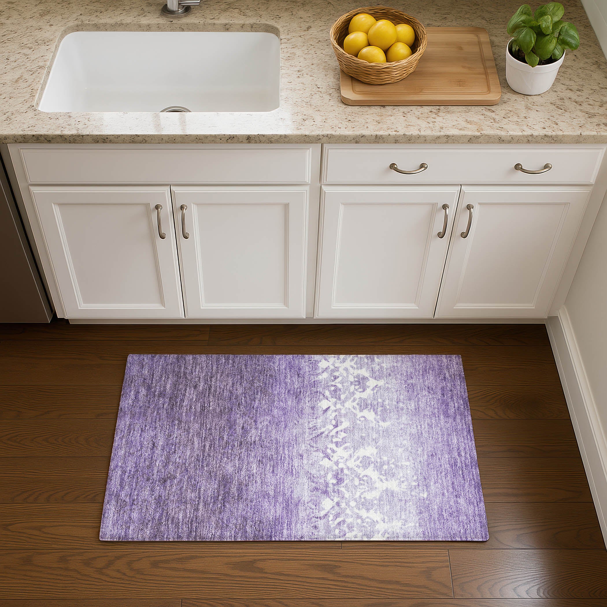 Porto Machine Washable Transitional Purple Rug 1'8" x 2'6" #shape_Rectangle