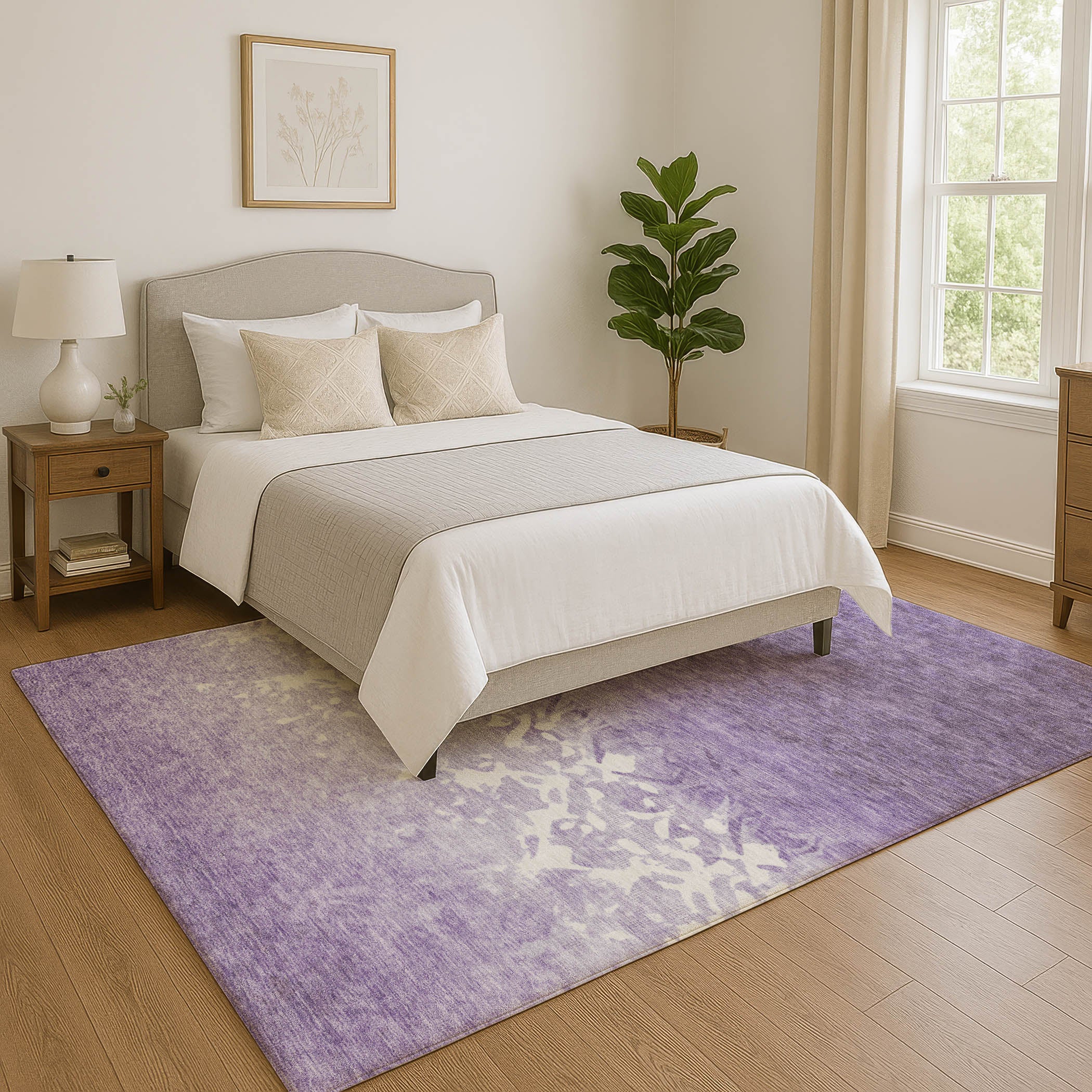 Porto Machine Washable Transitional Purple Rug 2'6" x 3'10" #shape_Rectangle