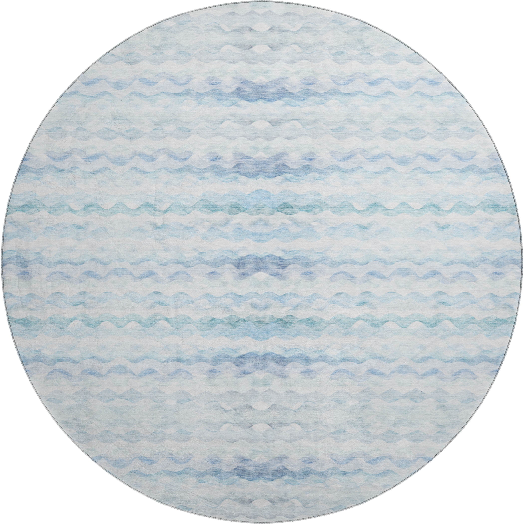 Reykjavik Machine Washable Coastal Blue Rug 8' x 8' #shape_Round