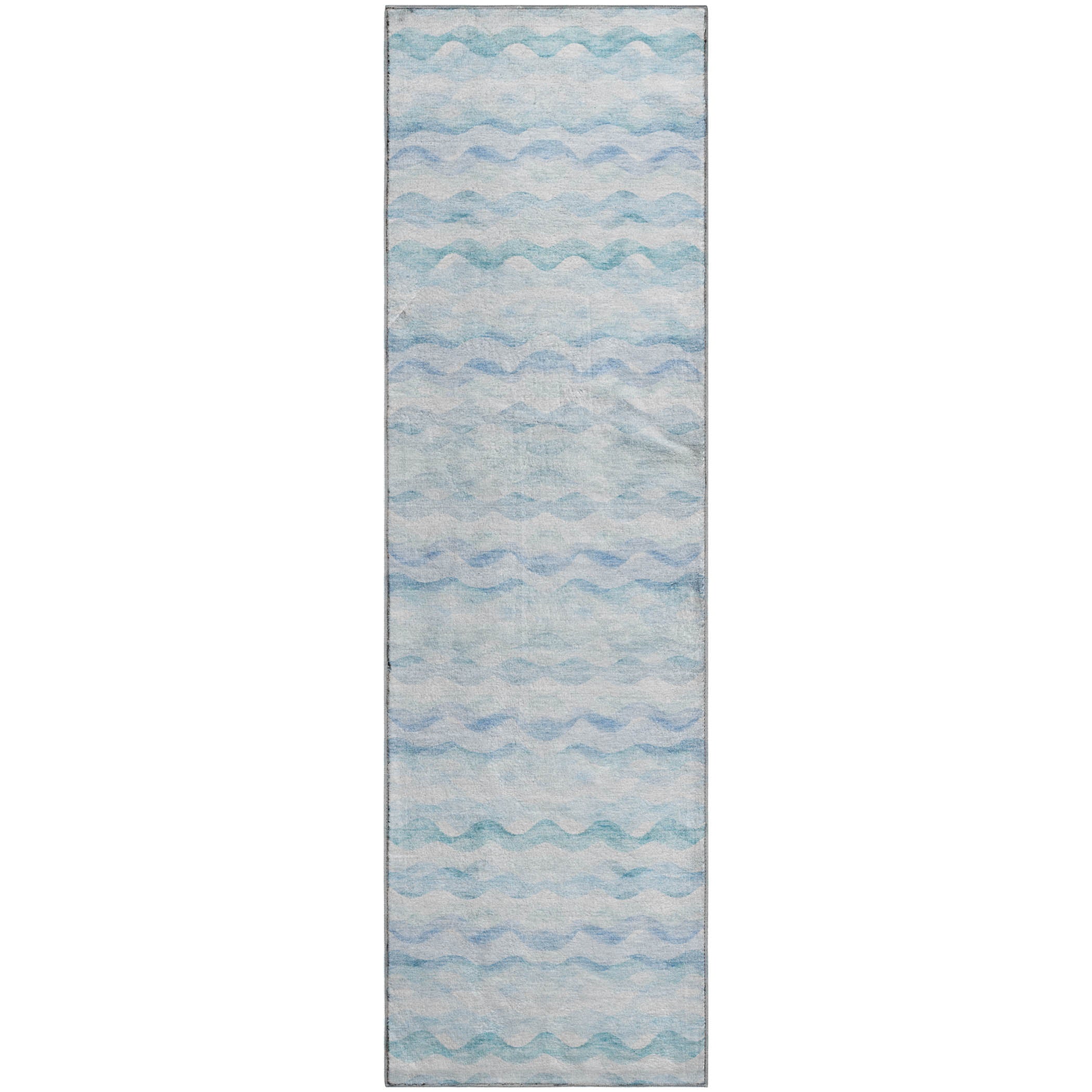 Reykjavik Machine Washable Coastal Blue Rug 2'3" x 7'6" #shape_Runner