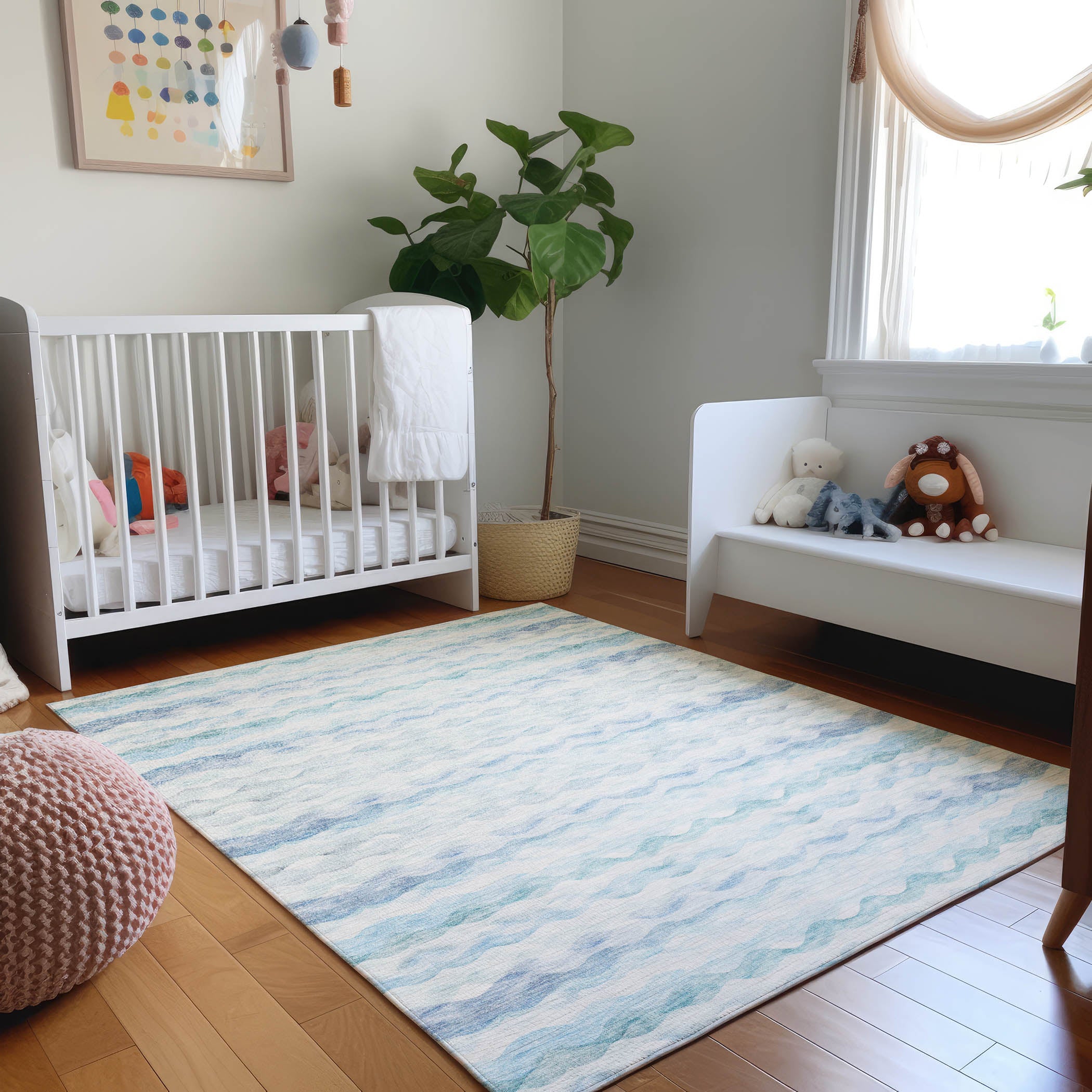 Reykjavik Machine Washable Coastal Blue Rug 2'6" x 3'10" #shape_Rectangle