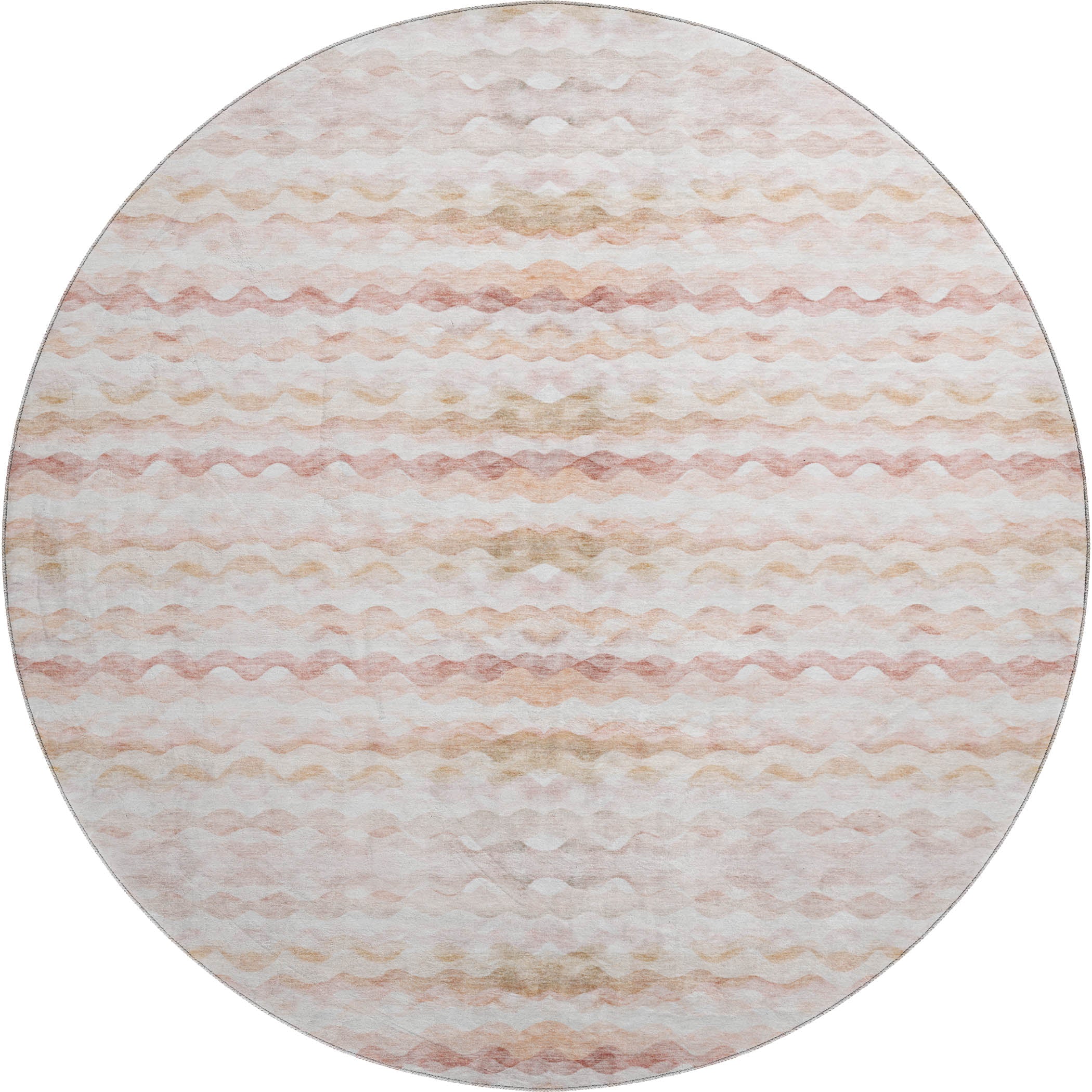 Reykjavik Machine Washable Coastal Peach Orange Rug 8' x 8' #shape_Round