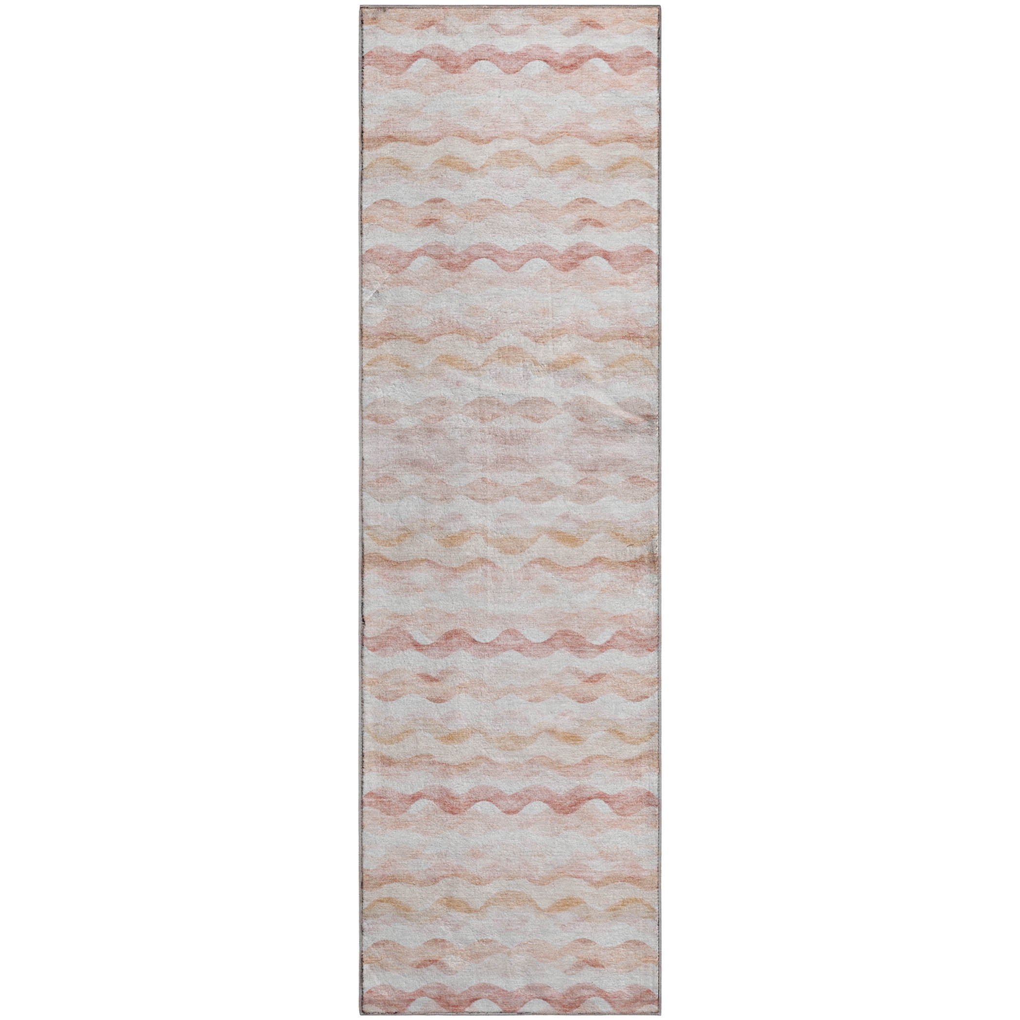 Reykjavik Machine Washable Coastal Peach Orange Rug 2'3" x 7'6" #shape_Runner