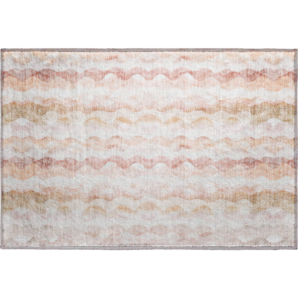 Reykjavik Machine Washable Coastal Peach Orange Rug 1'8" x 2'6"