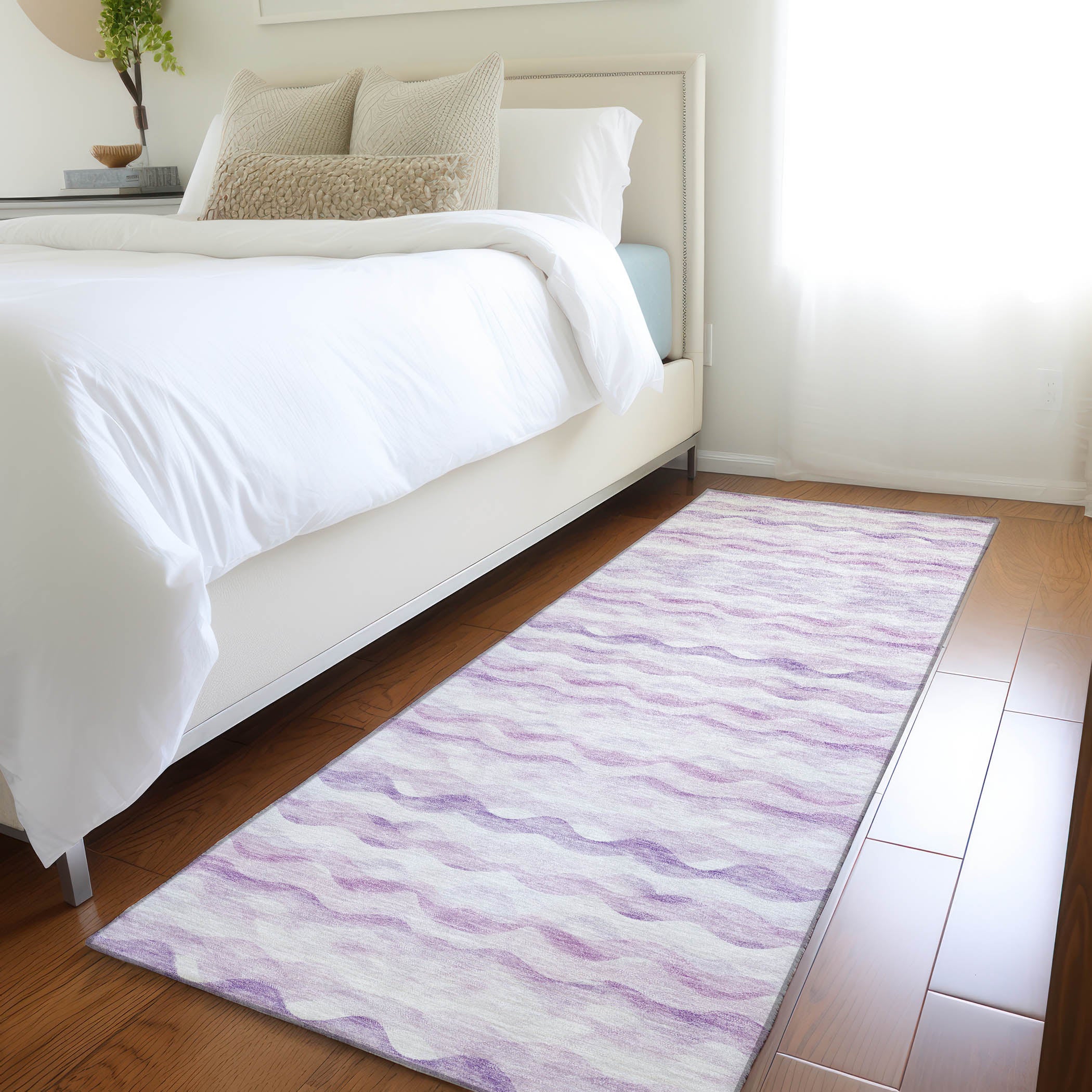 Reykjavik Machine Washable Coastal Purple Rug 2'3" x 7'6" #shape_Runner