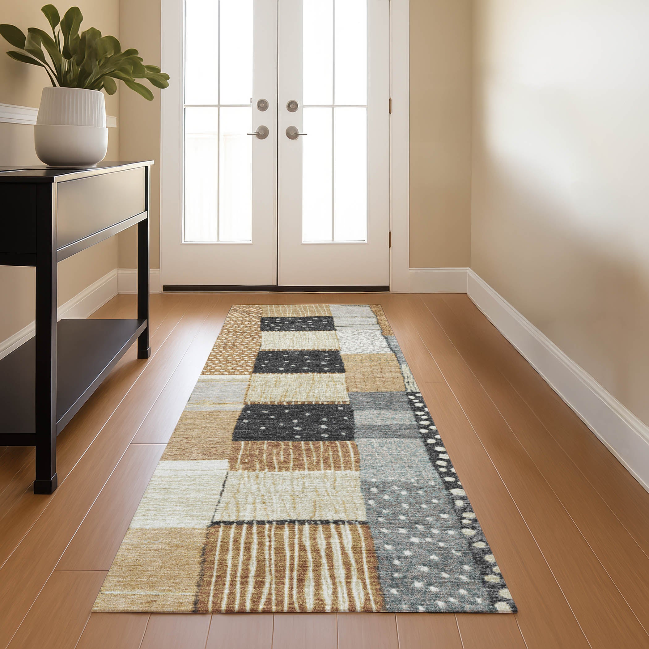 Bergen Machine Washable Transitional Black Rug 2'3" x 7'6" #shape_Runner