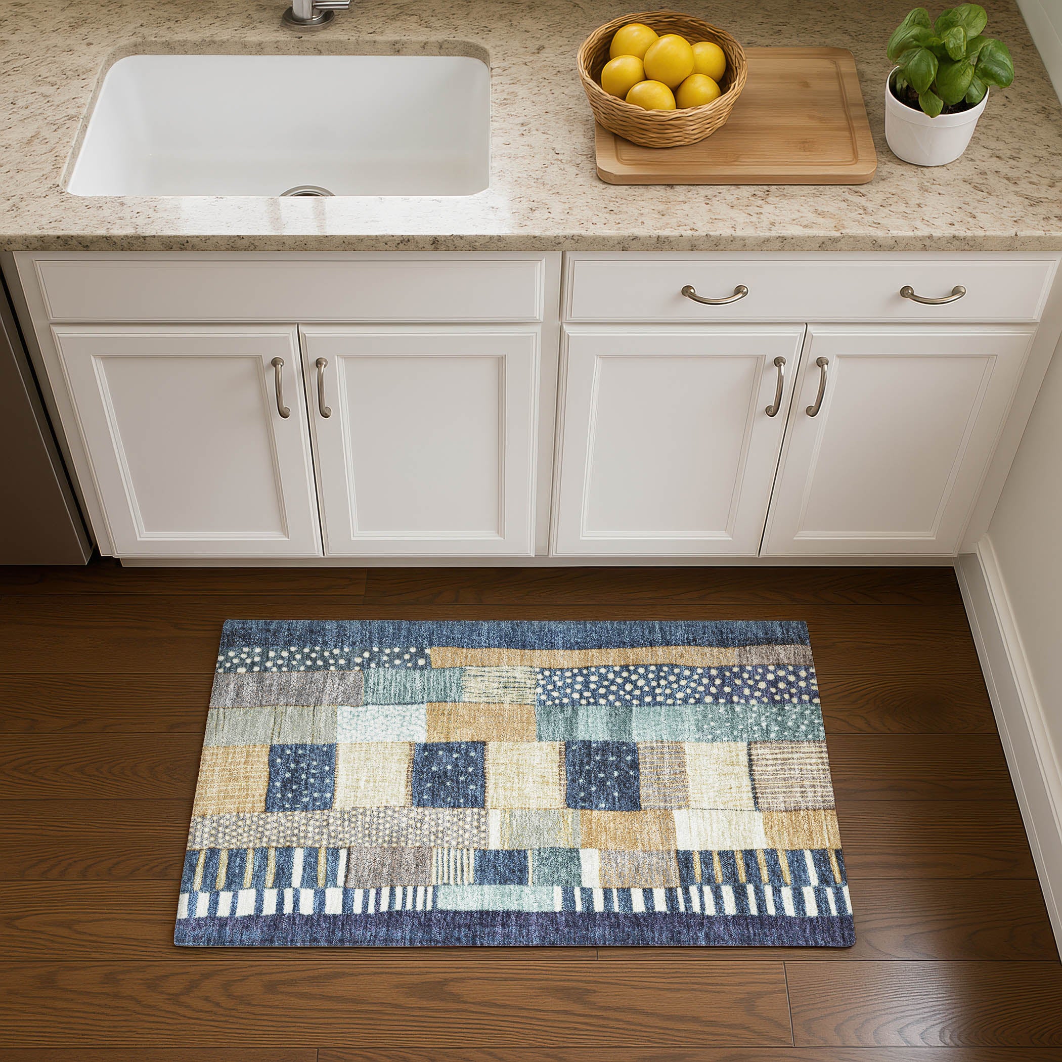 Bergen Machine Washable Transitional Navy Blue Rug 1'8" x 2'6" #shape_Rectangle