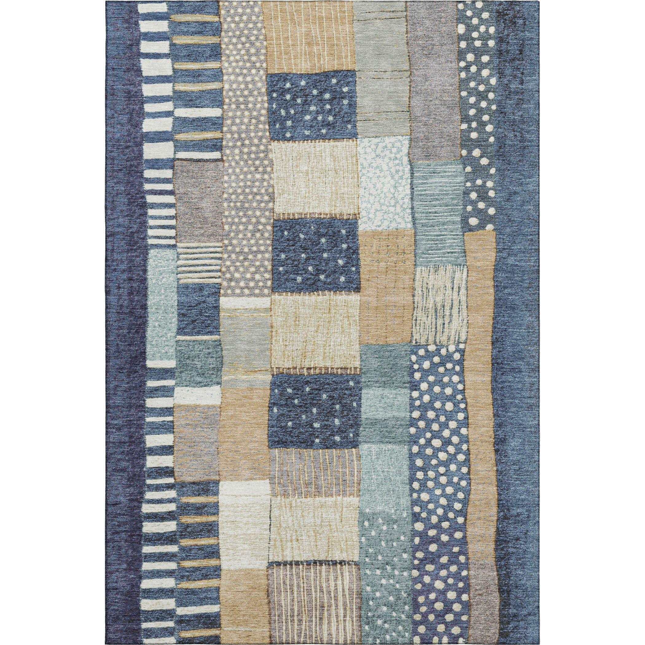 Bergen Machine Washable Transitional Navy Blue Rug 2'6" x 3'10" #shape_Rectangle