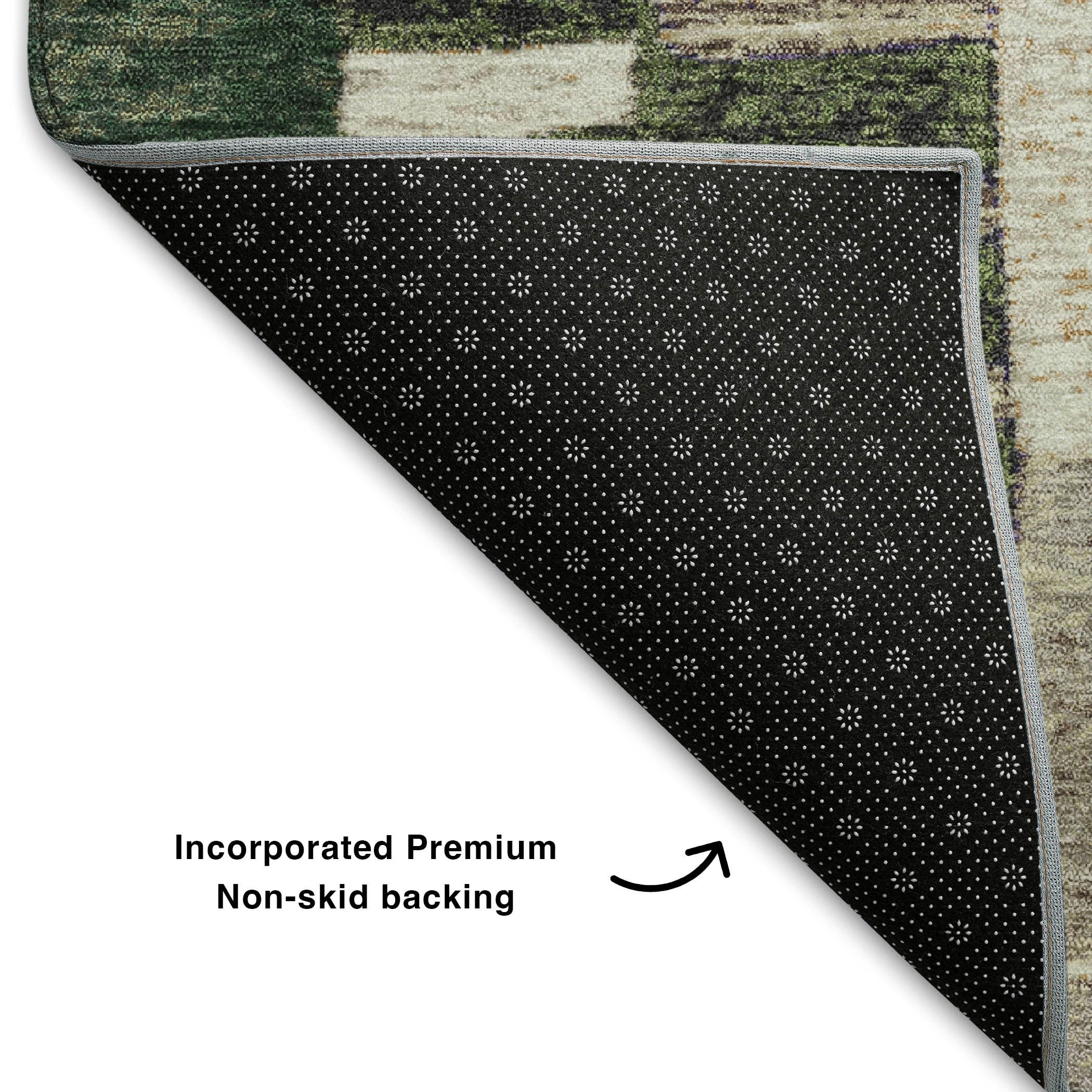 Bergen Machine Washable Transitional Olive Green Rug 1'8" x 2'6" #shape_Rectangle