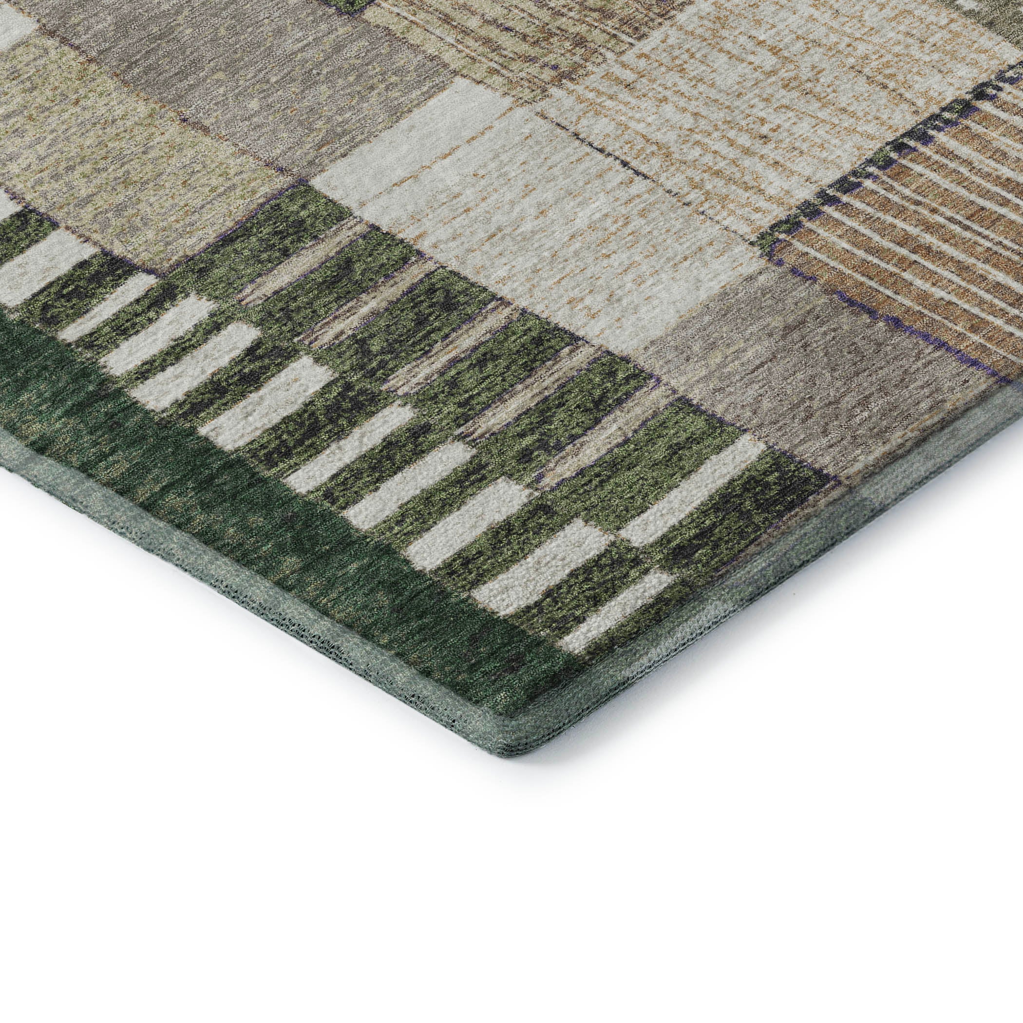 Bergen Machine Washable Transitional Olive Green Rug 1'8" x 2'6" #shape_Rectangle