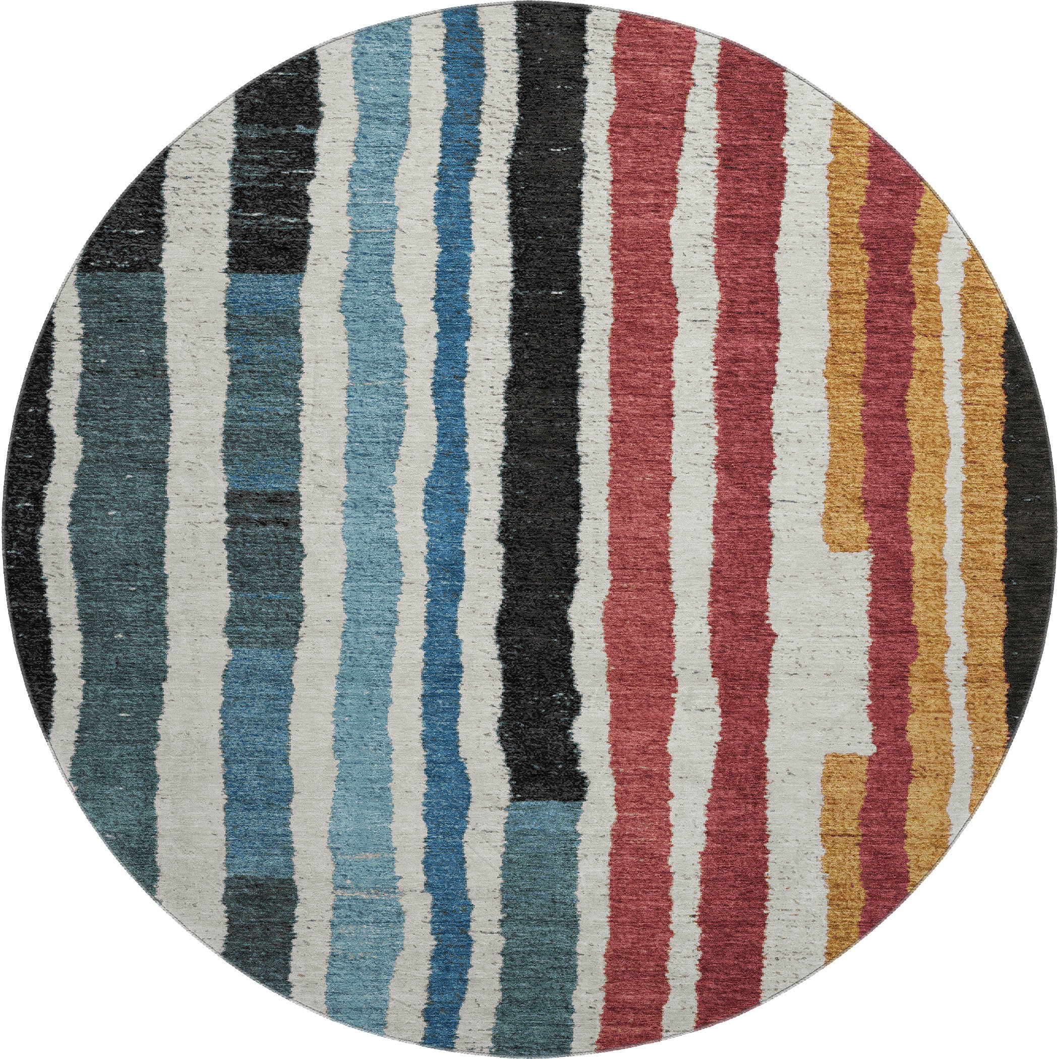 Kotor Machine Washable Transitional Black Rug 8' x 8' #shape_Round