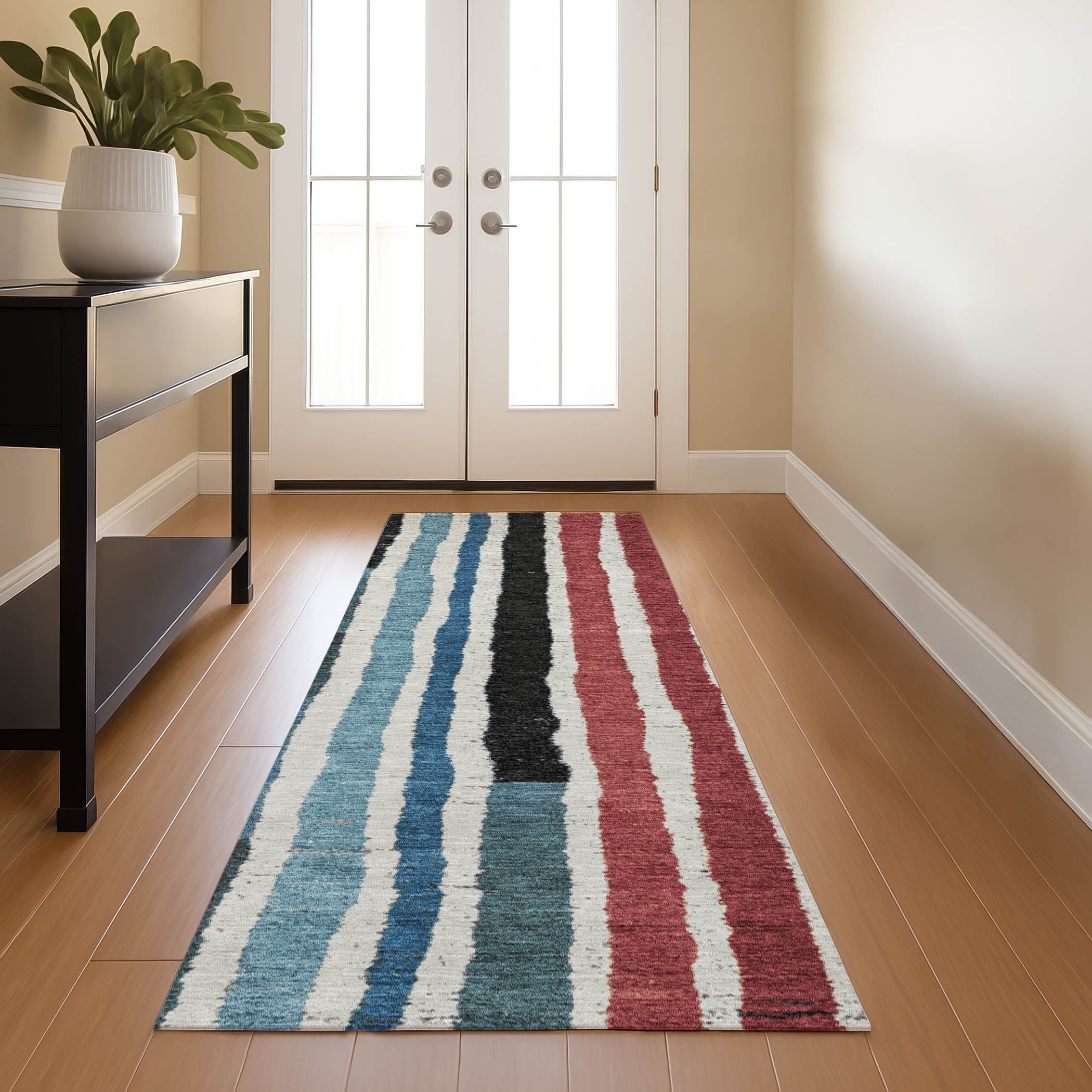 Kotor Machine Washable Transitional Black Rug 2'3" x 7'6" #shape_Runner
