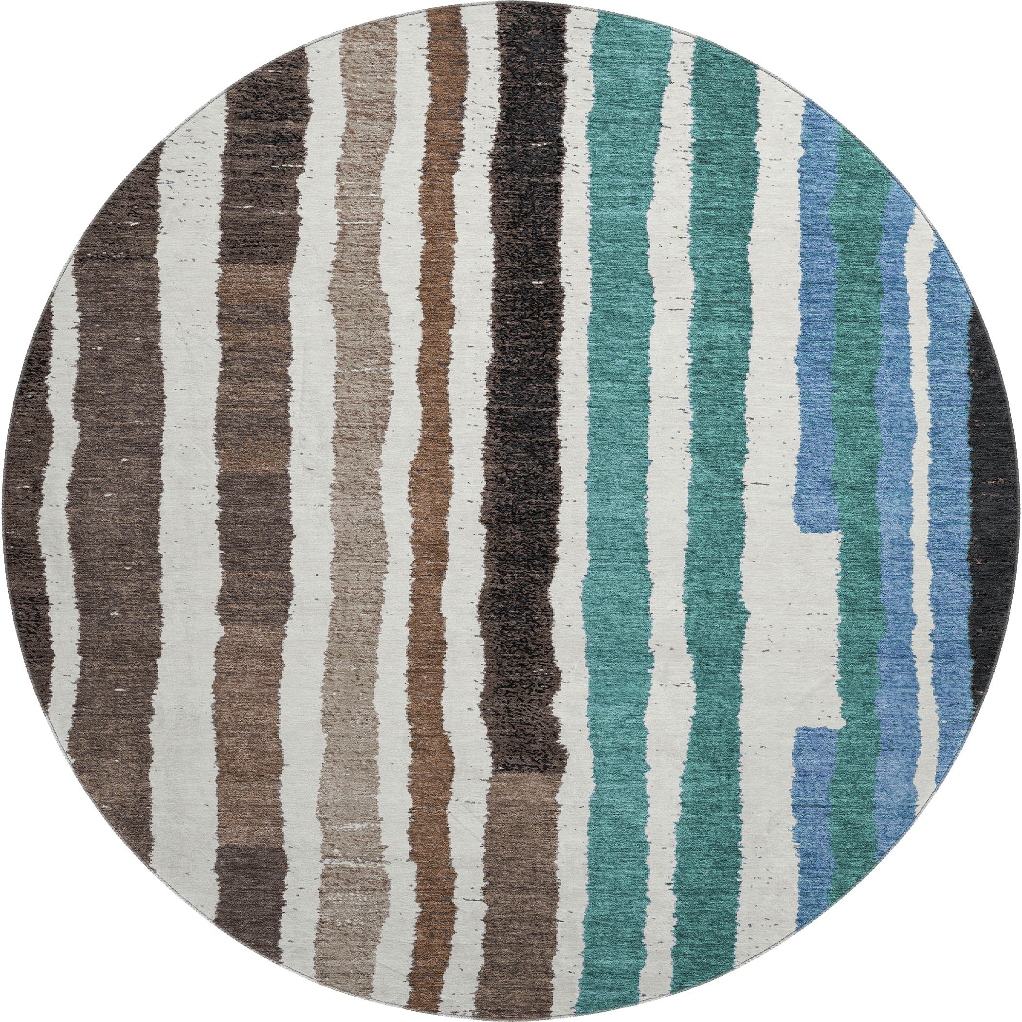 Kotor Machine Washable Transitional Brown Rug 8' x 8' #shape_Round