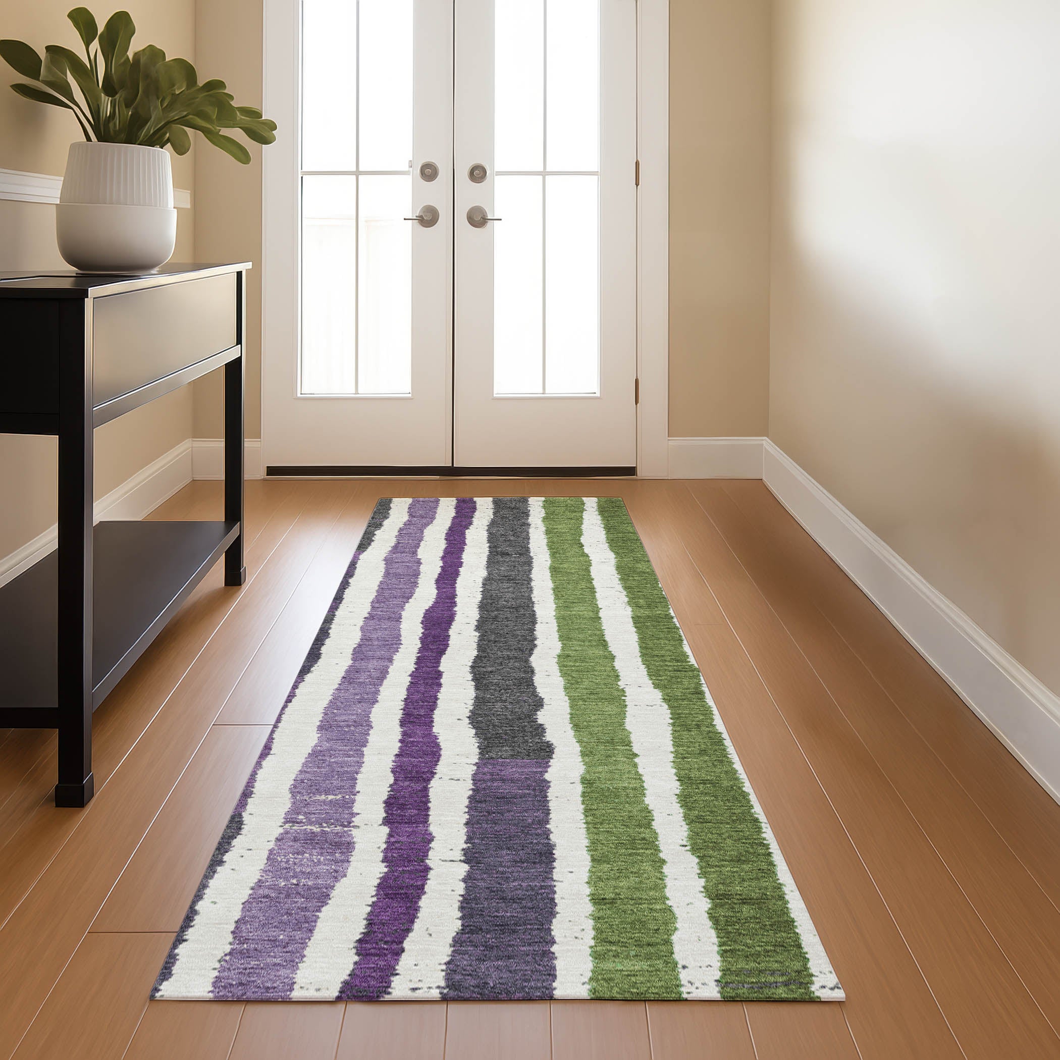Kotor Machine Washable Transitional Gray Rug 2'3" x 7'6" #shape_Runner