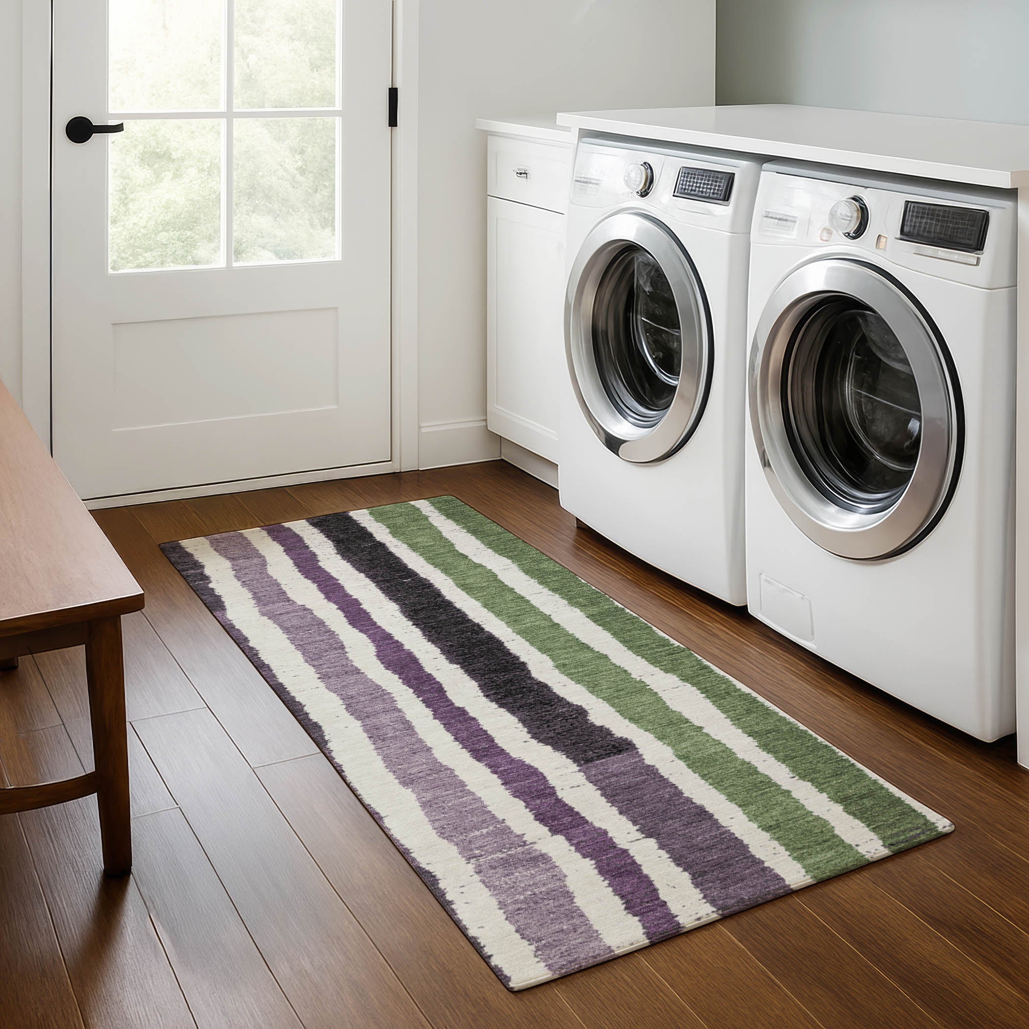 Kotor Machine Washable Transitional Purple Rug 2'3" x 7'6" #shape_Runner