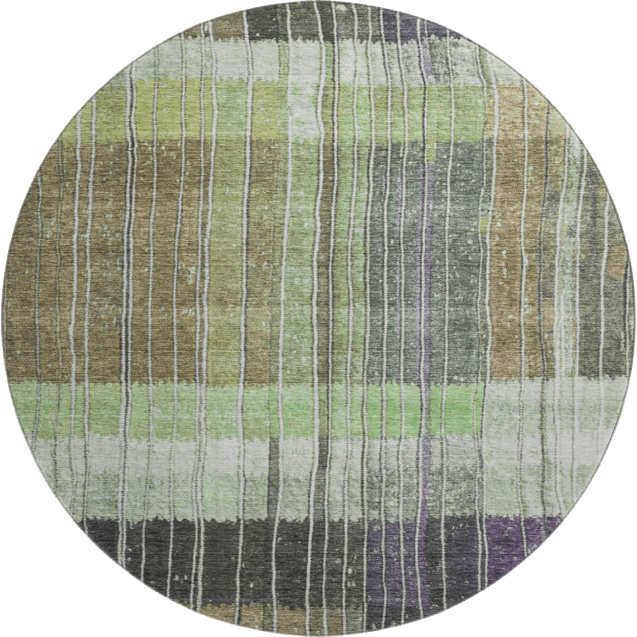 Kotor Machine Washable Transitional Aloe Green Rug 8' x 8' #shape_Round