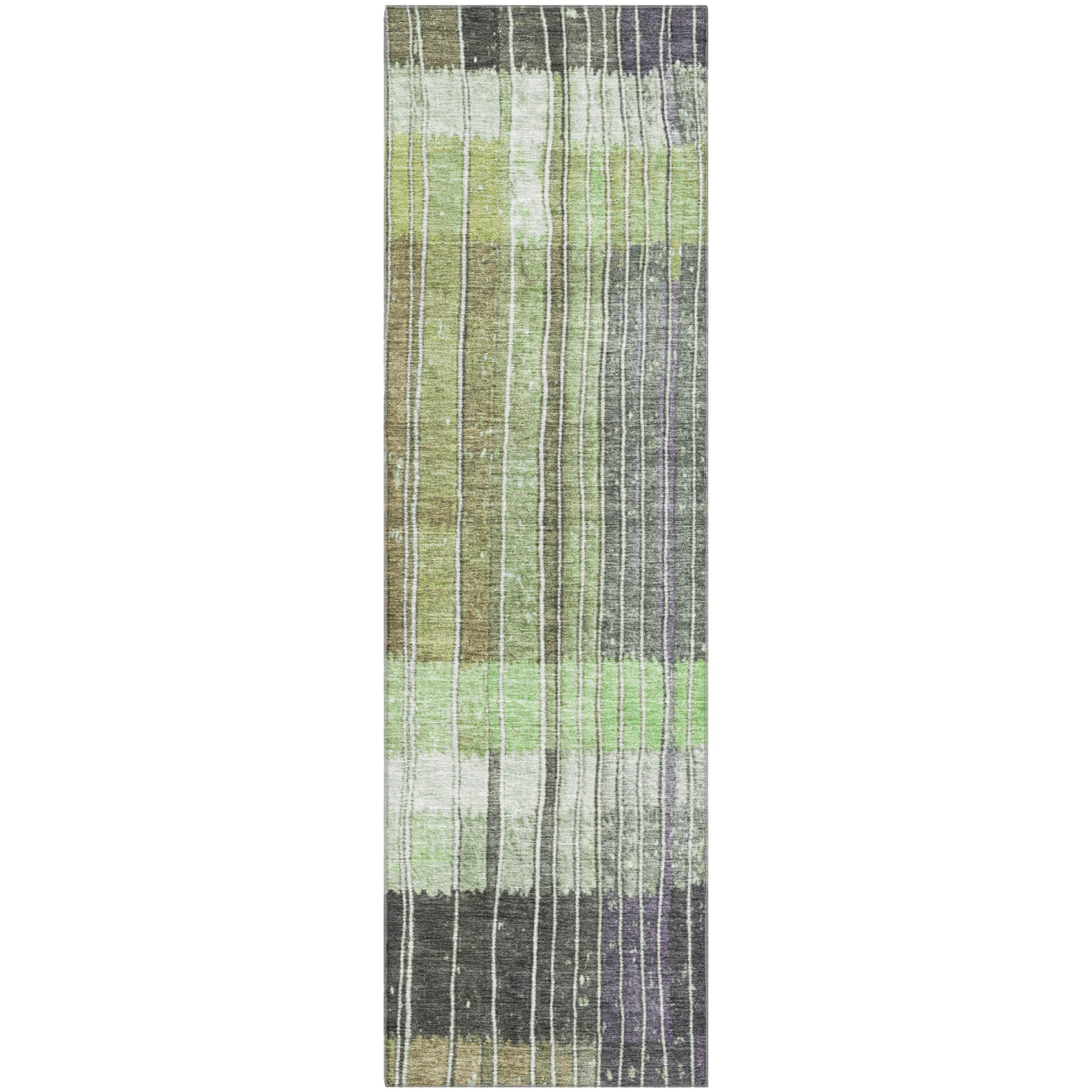 Kotor Machine Washable Transitional Aloe Green Rug 2'3" x 7'6" #shape_Runner