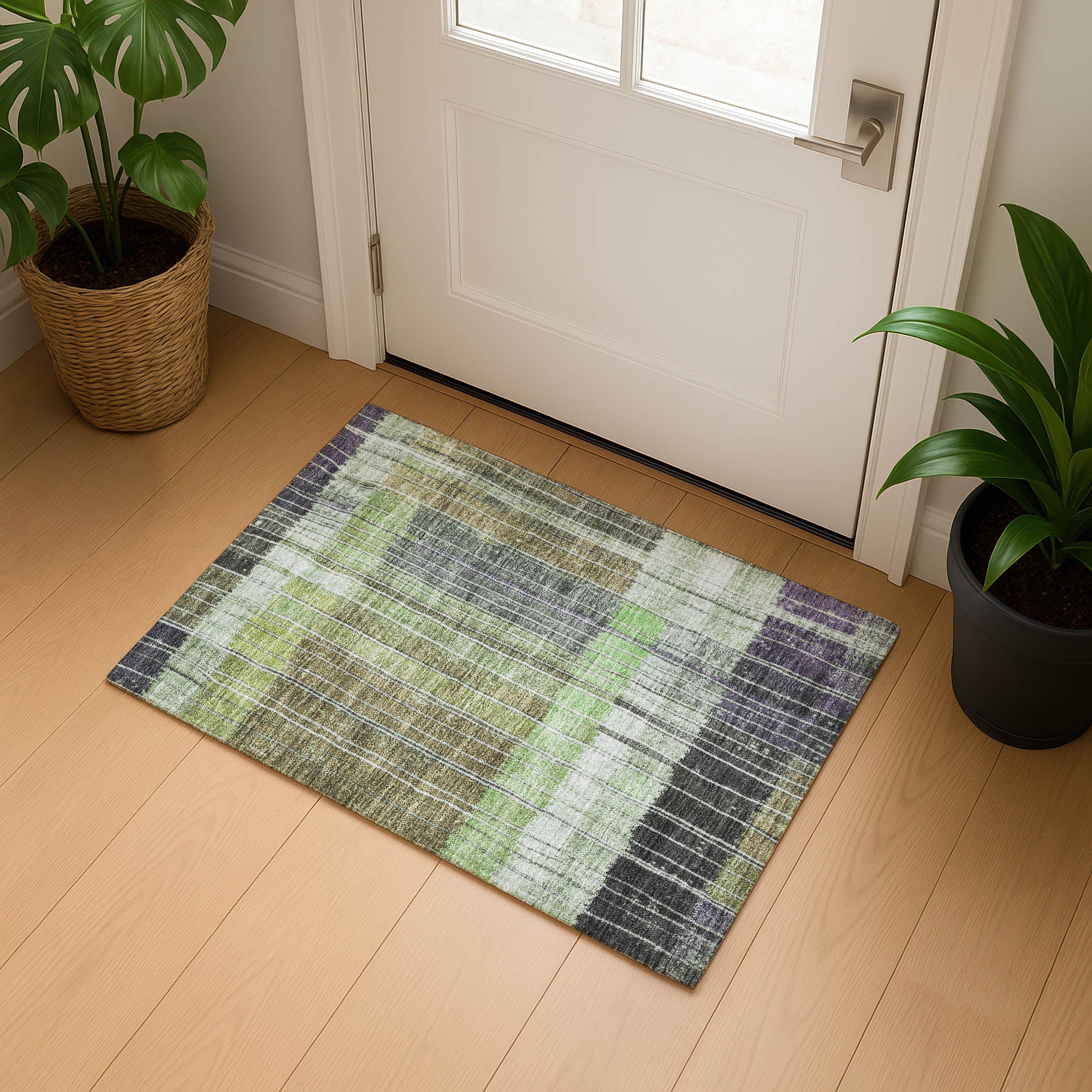 Kotor Machine Washable Transitional Aloe Green Rug 1'8" x 2'6" #shape_Rectangle