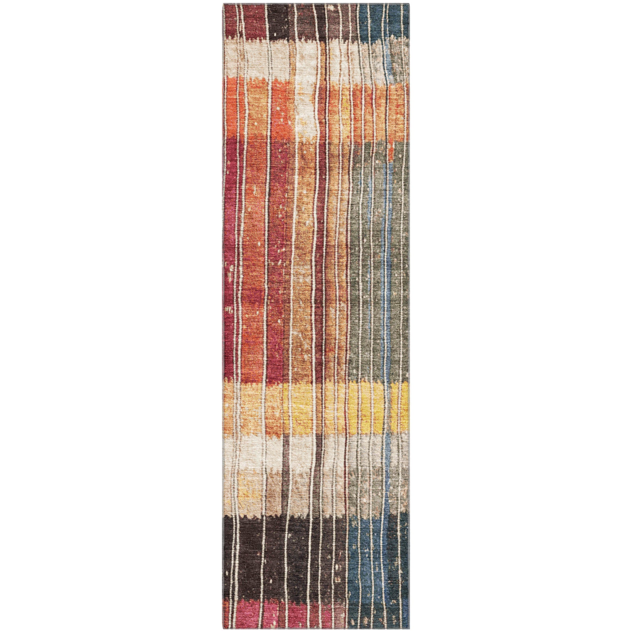 Kotor Machine Washable Transitional Beige Brown Rug 2'3" x 7'6" #shape_Runner