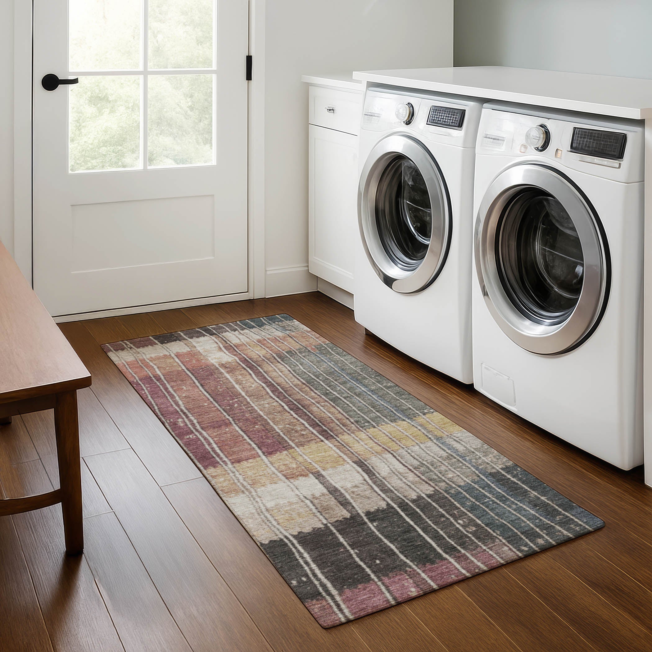 Kotor Machine Washable Transitional Mauve Pink Rug 2'3" x 7'6" #shape_Runner