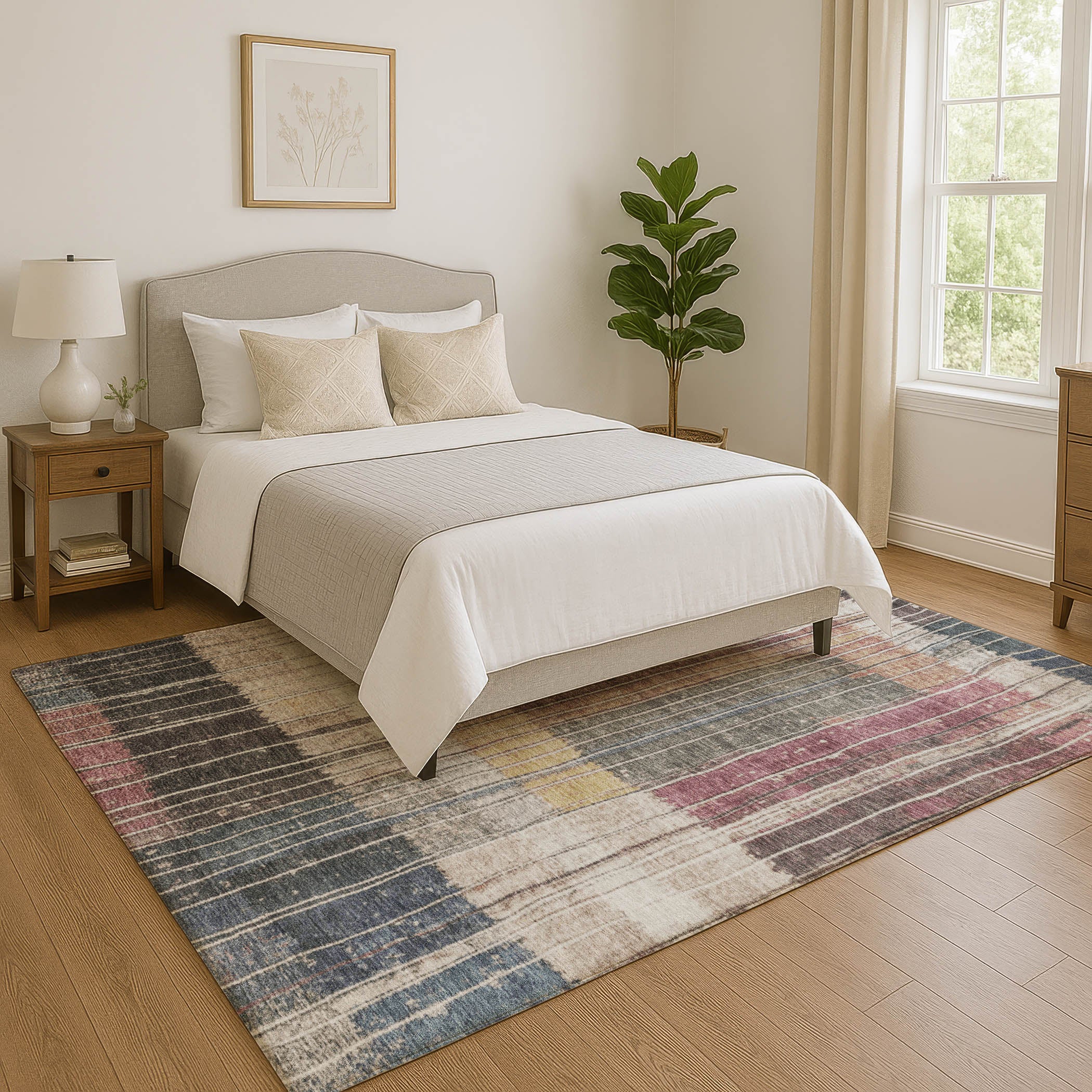 Kotor Machine Washable Transitional Mauve Pink Rug 2'6" x 3'10" #shape_Rectangle