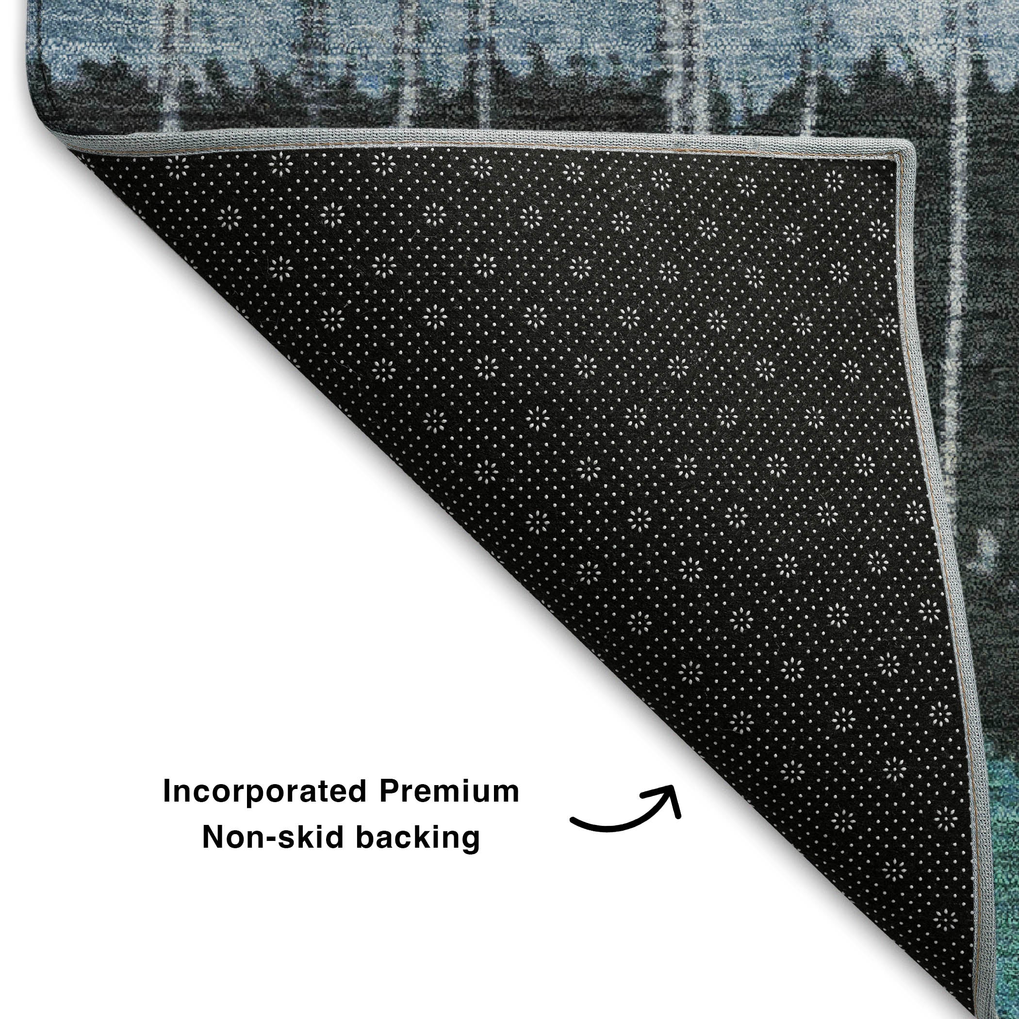 Kotor Machine Washable Transitional Teal Rug 1'8" x 2'6" #shape_Rectangle