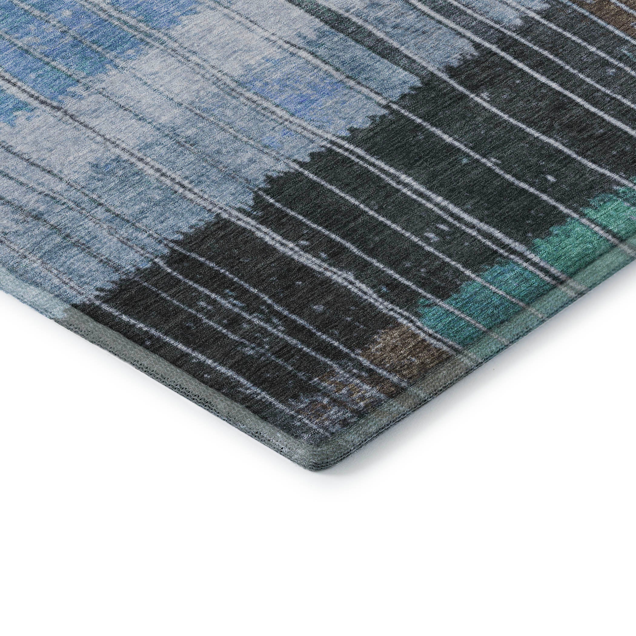 Kotor Machine Washable Transitional Teal Rug 1'8" x 2'6" #shape_Rectangle