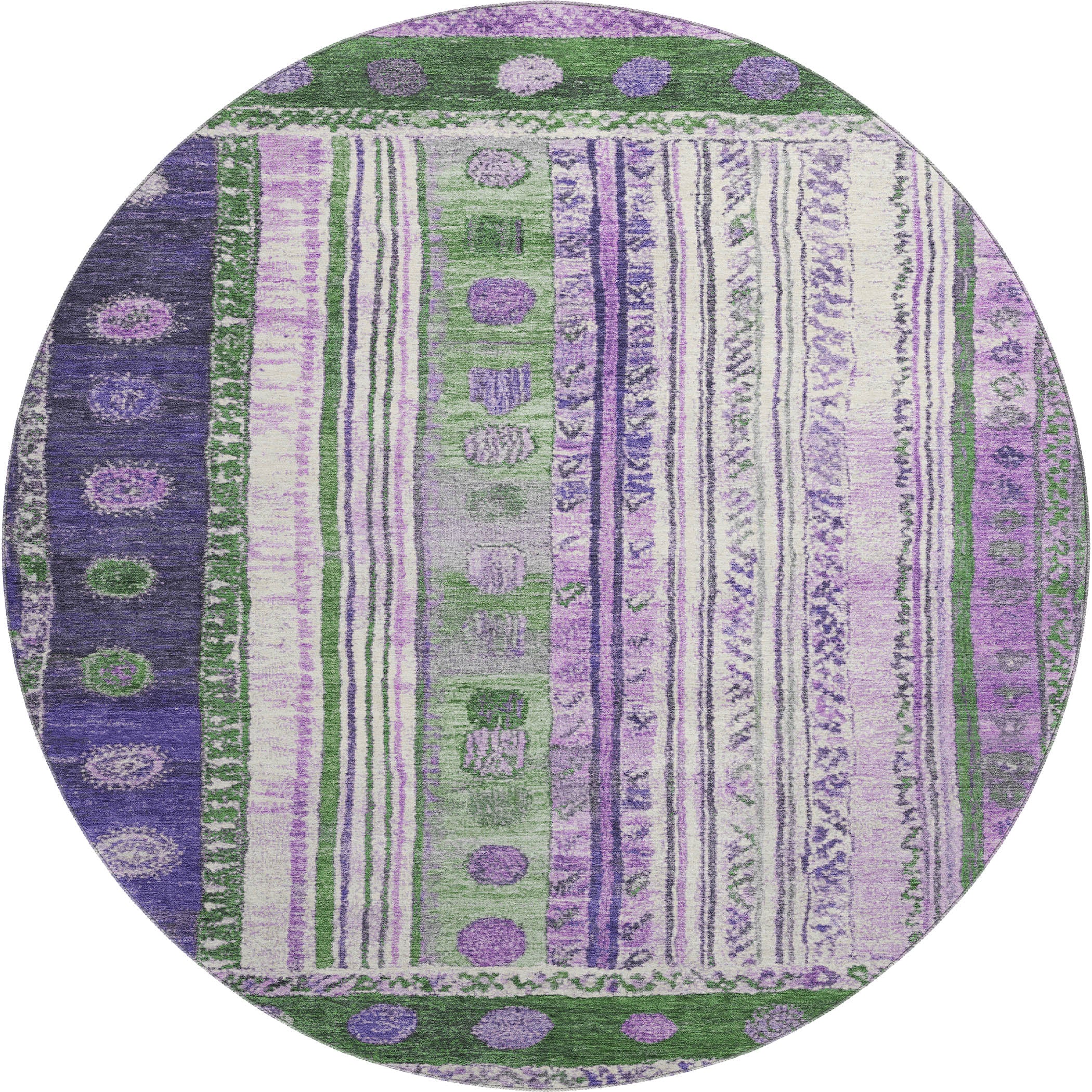 Baku Machine Washable Transitional Green Rug 8' x 8' #shape_Round