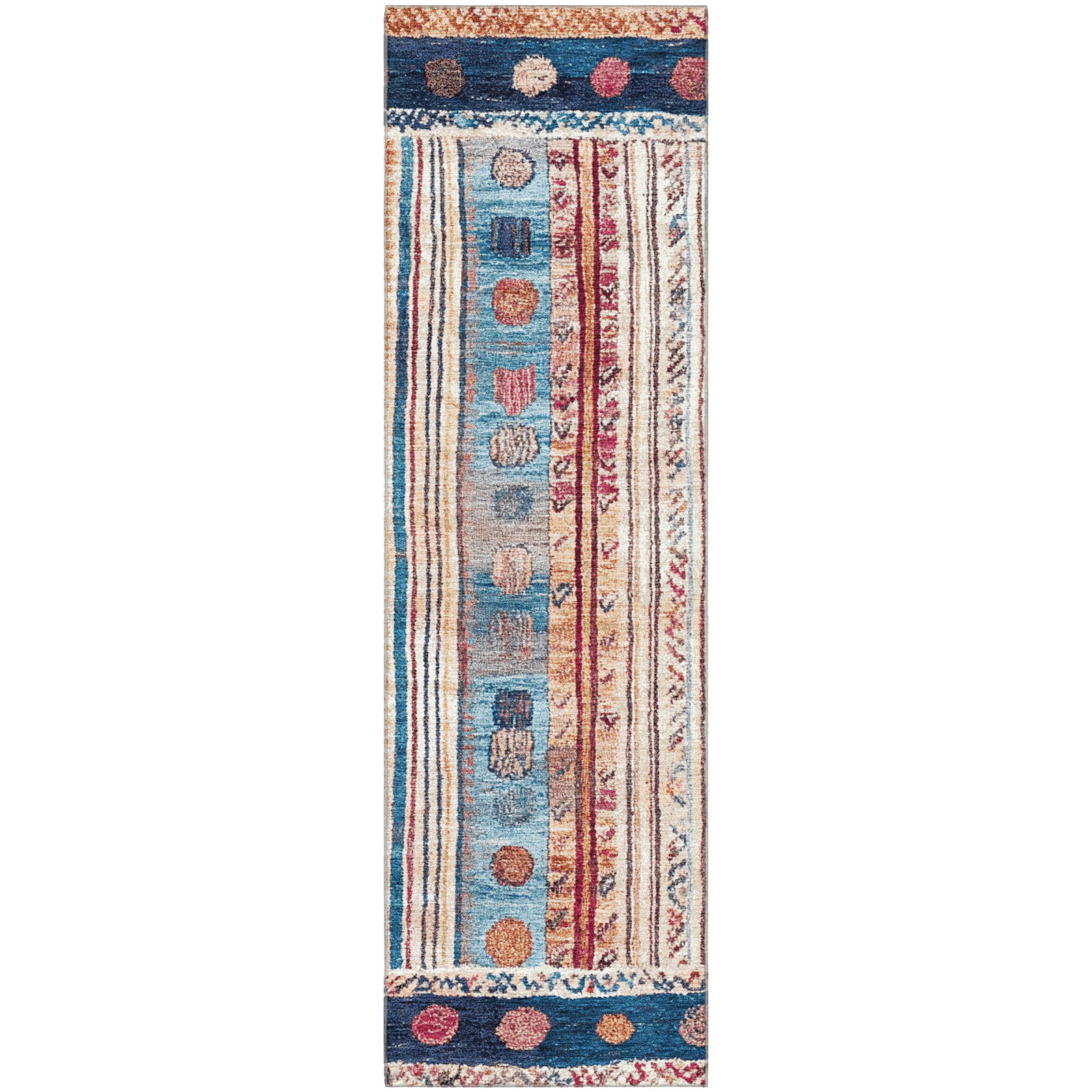 Baku Machine Washable Transitional Navy Blue Rug 2'3" x 7'6" #shape_Runner